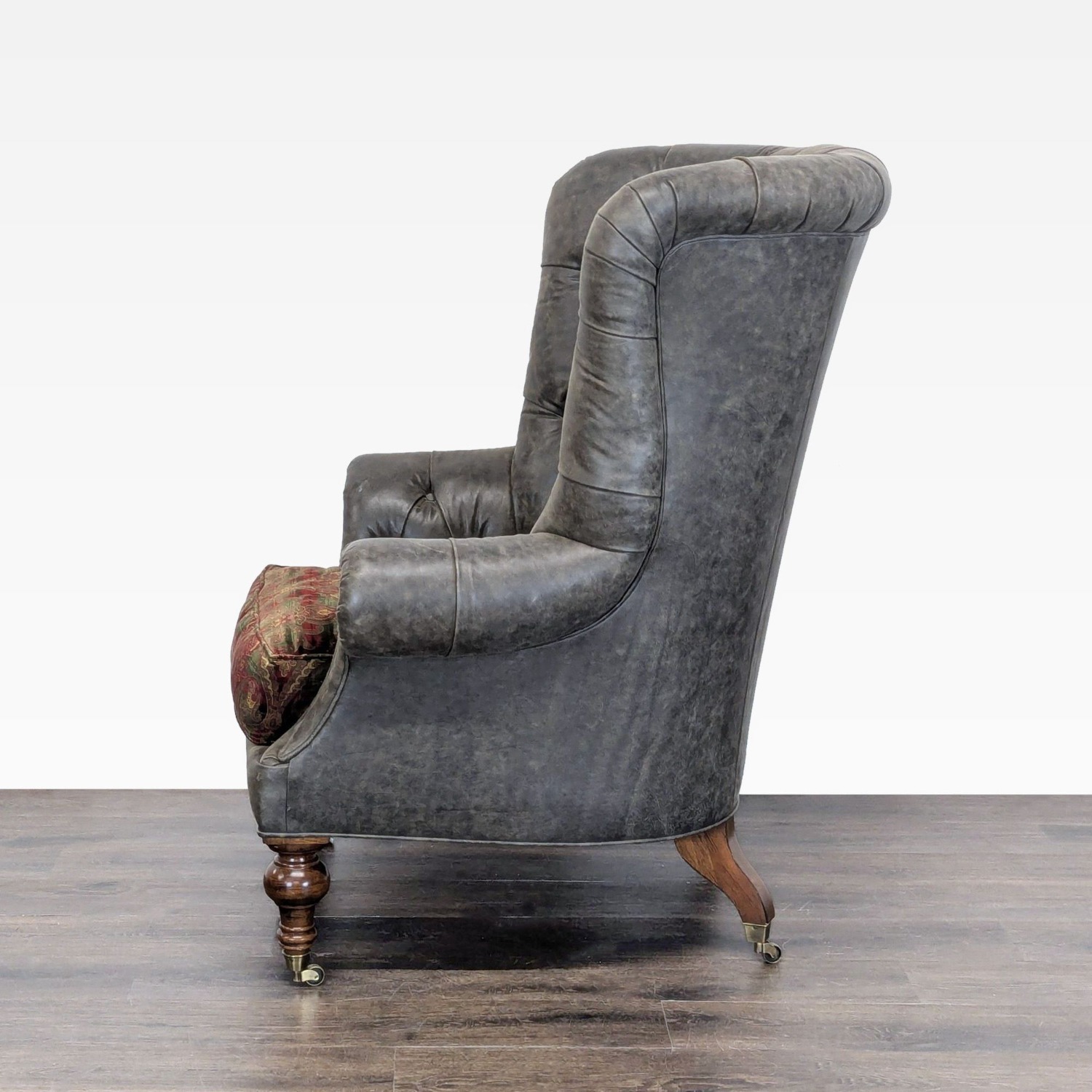 Lillian August Tufted Leather & Fabric Club Chair - image-3