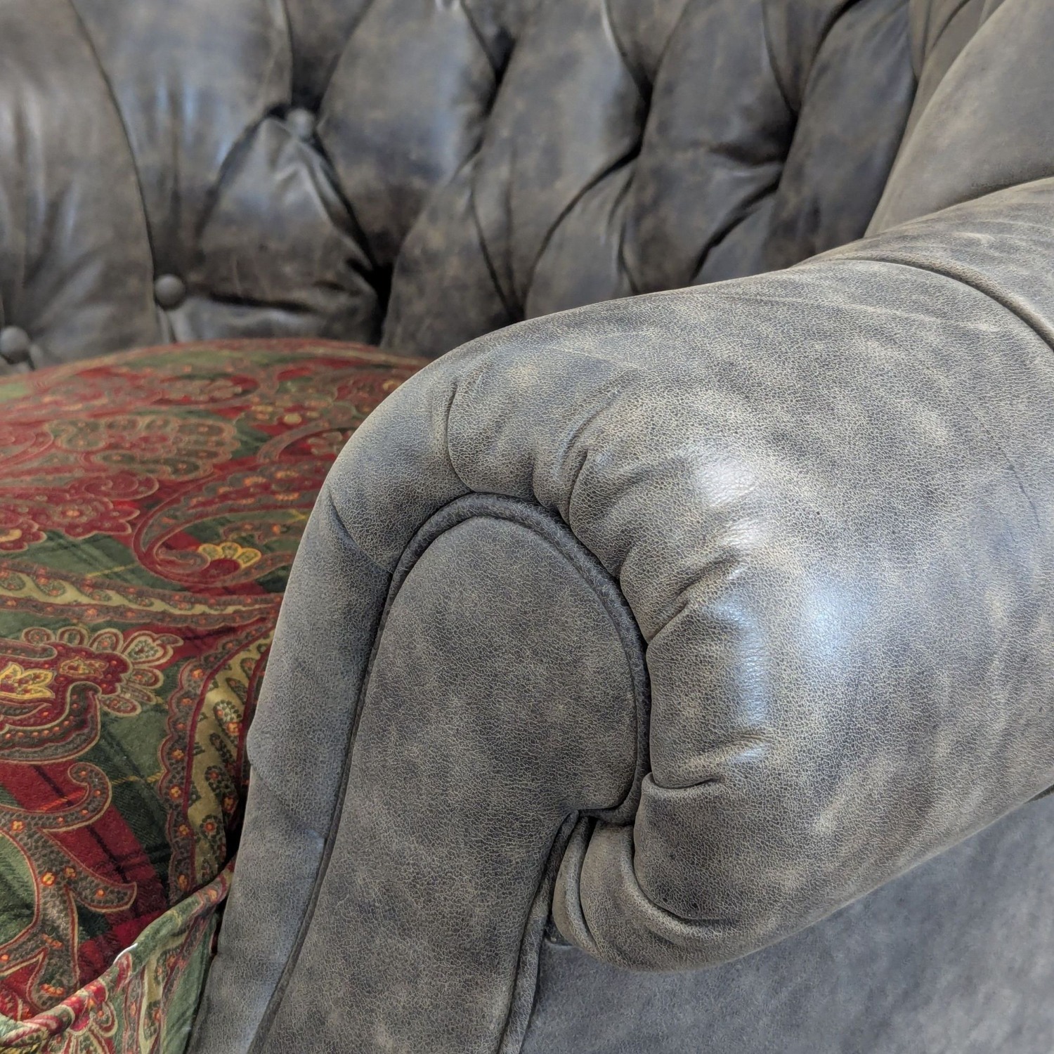Lillian August Tufted Leather & Fabric Club Chair - image-5