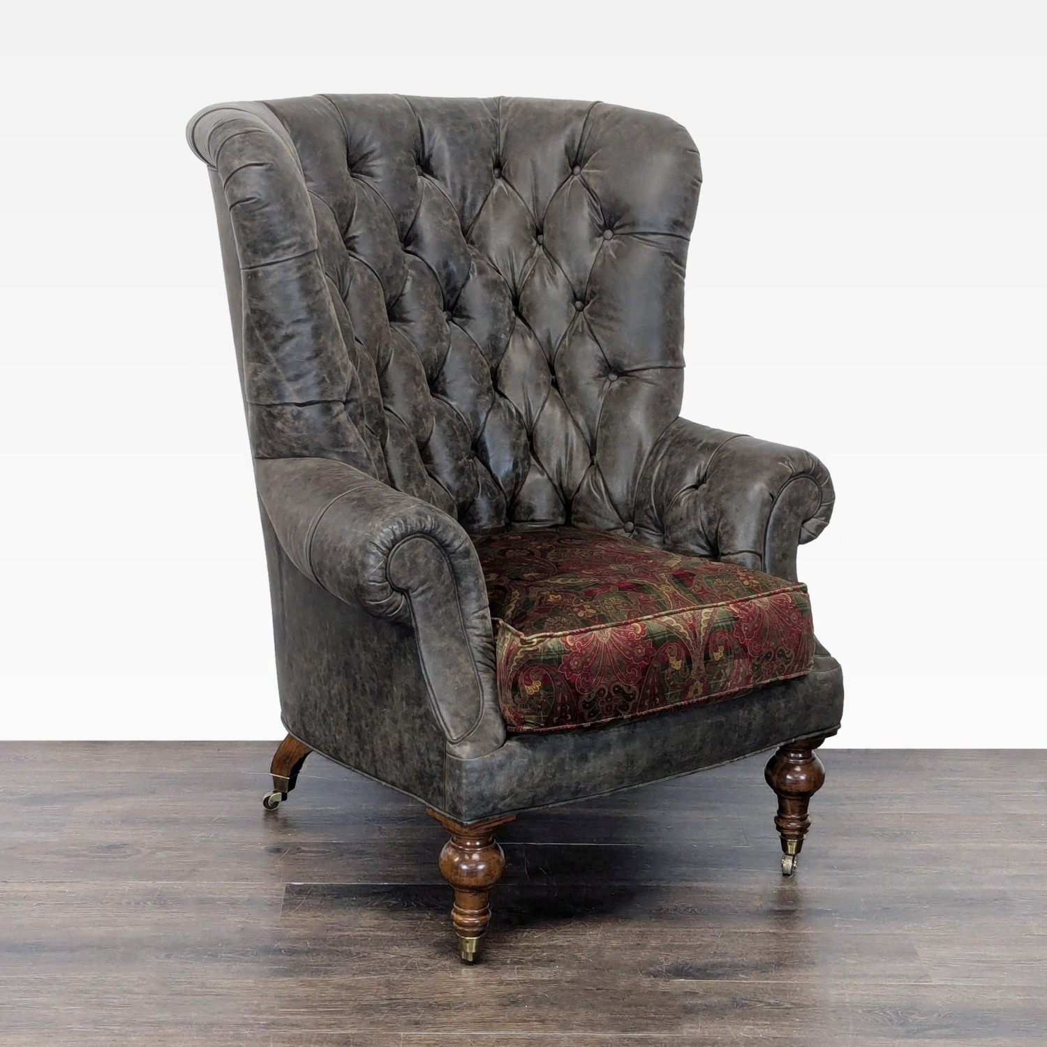 Lillian August Tufted Leather & Fabric Club Chair - image-6