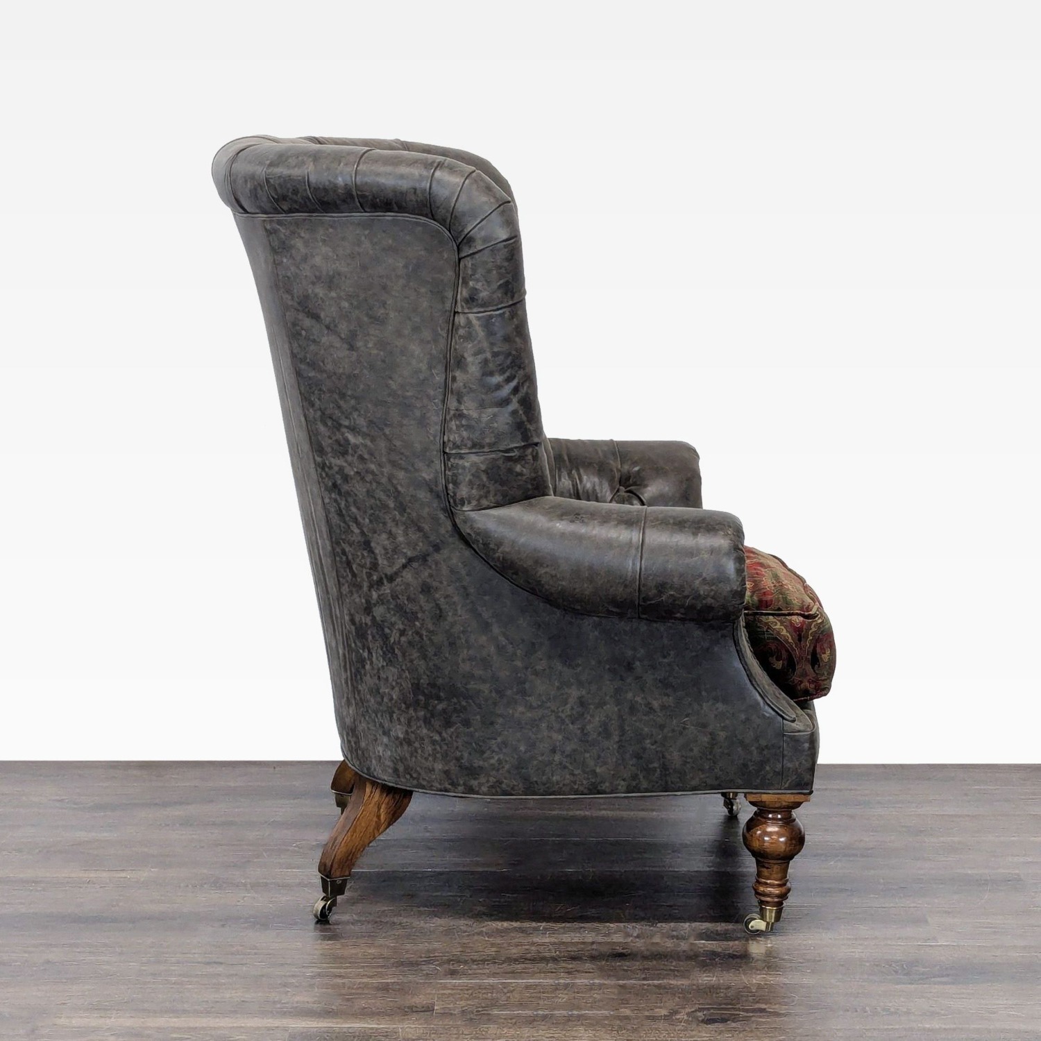 Lillian August Tufted Leather & Fabric Club Chair - image-1