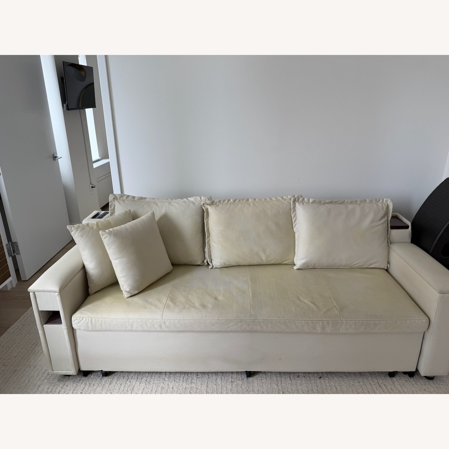 83” Beige Sleeper Sofa w Storage - image-1