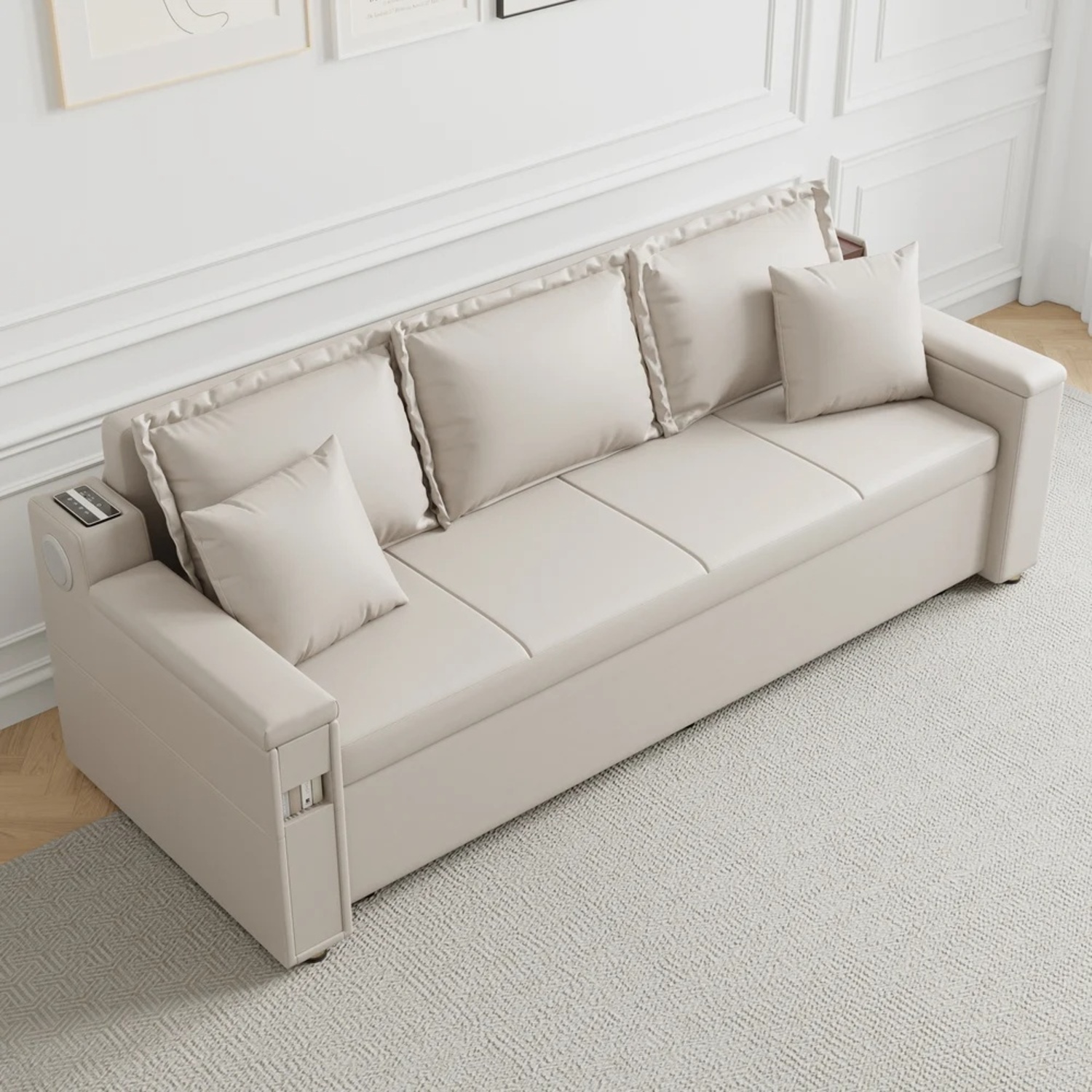 83” Beige Sleeper Sofa w Storage - image-4