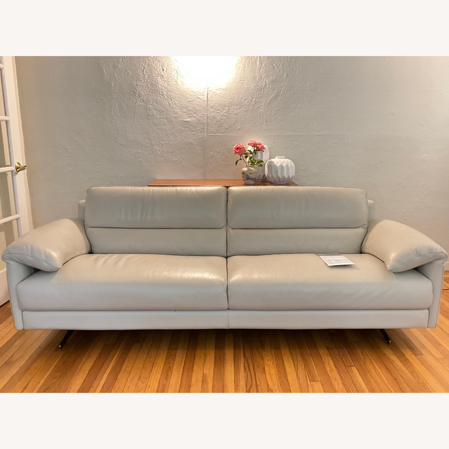 Light Gray Leather 3+ Seater Sofa - image-1
