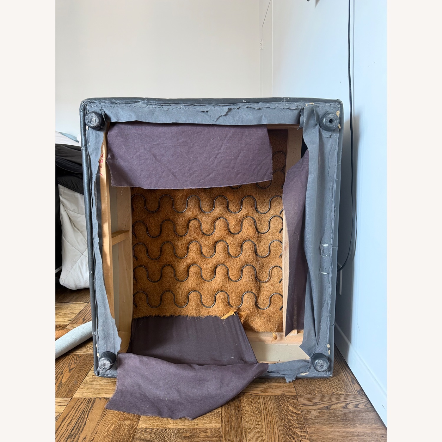Dark Gray Leather Armchair - image-6