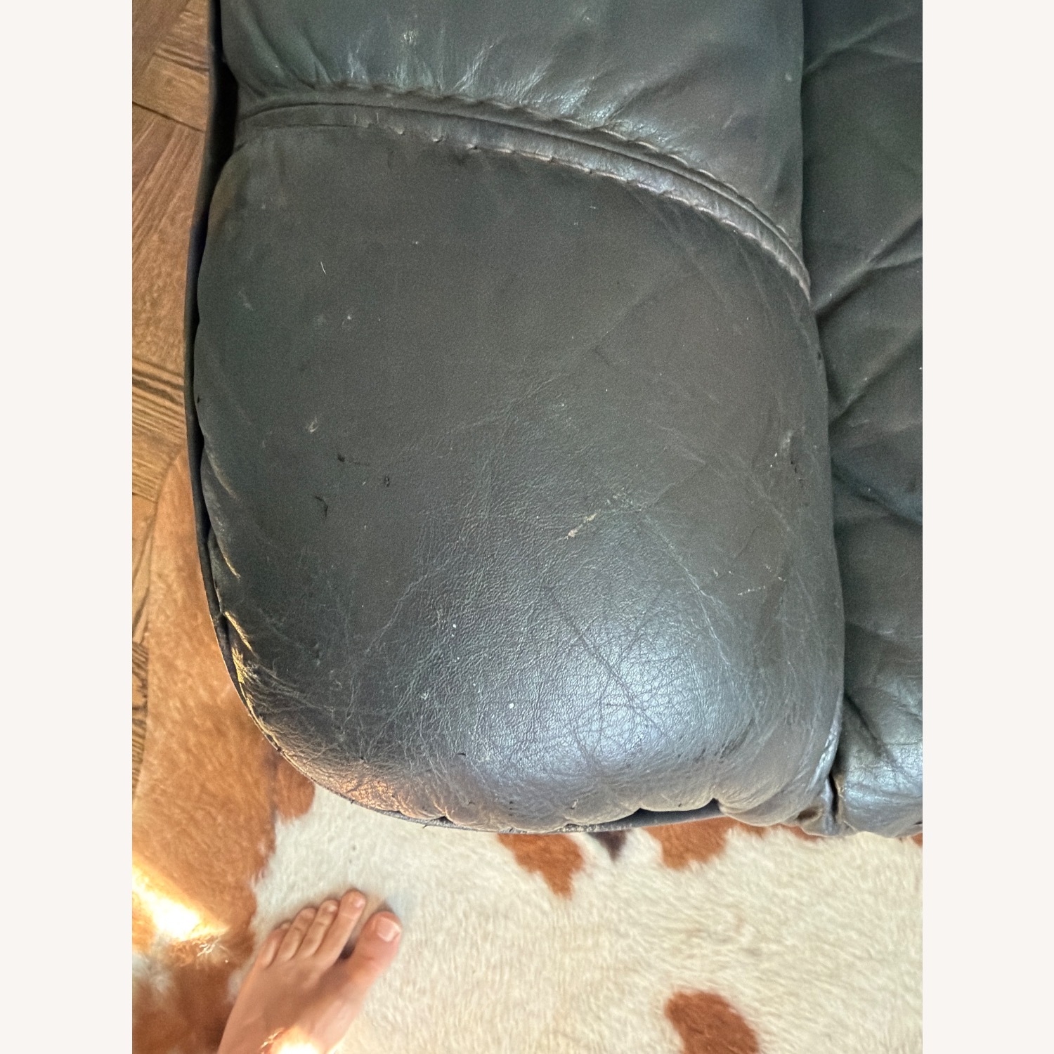 Dark Gray Leather Armchair - image-3