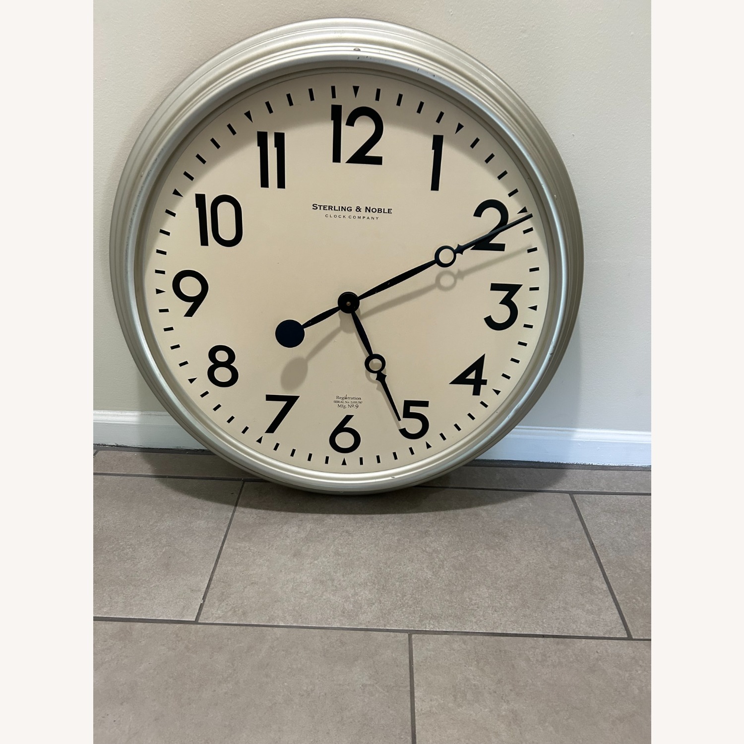Large Battery Operated Silver Wall Clock - image-1