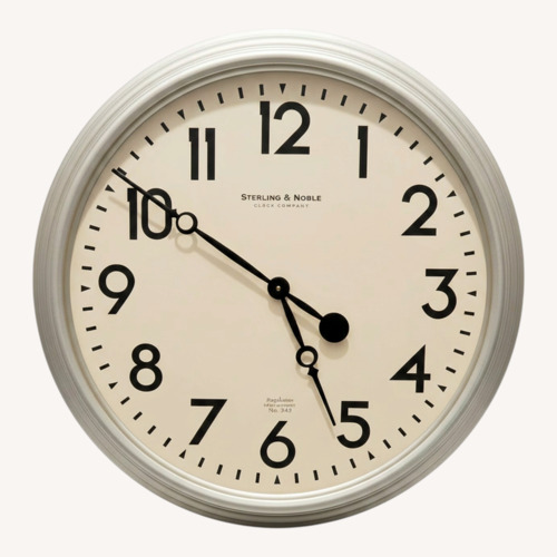 Used Large Battery Operated Silver Wall Clock for sale on AptDeco
