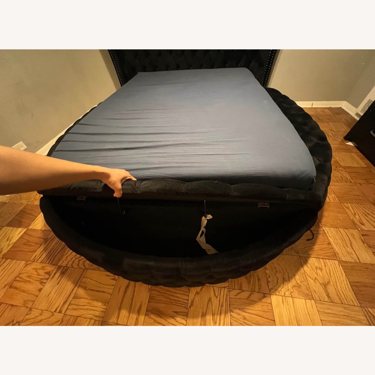 Wayfair Black Suede Queen Bed - image-5