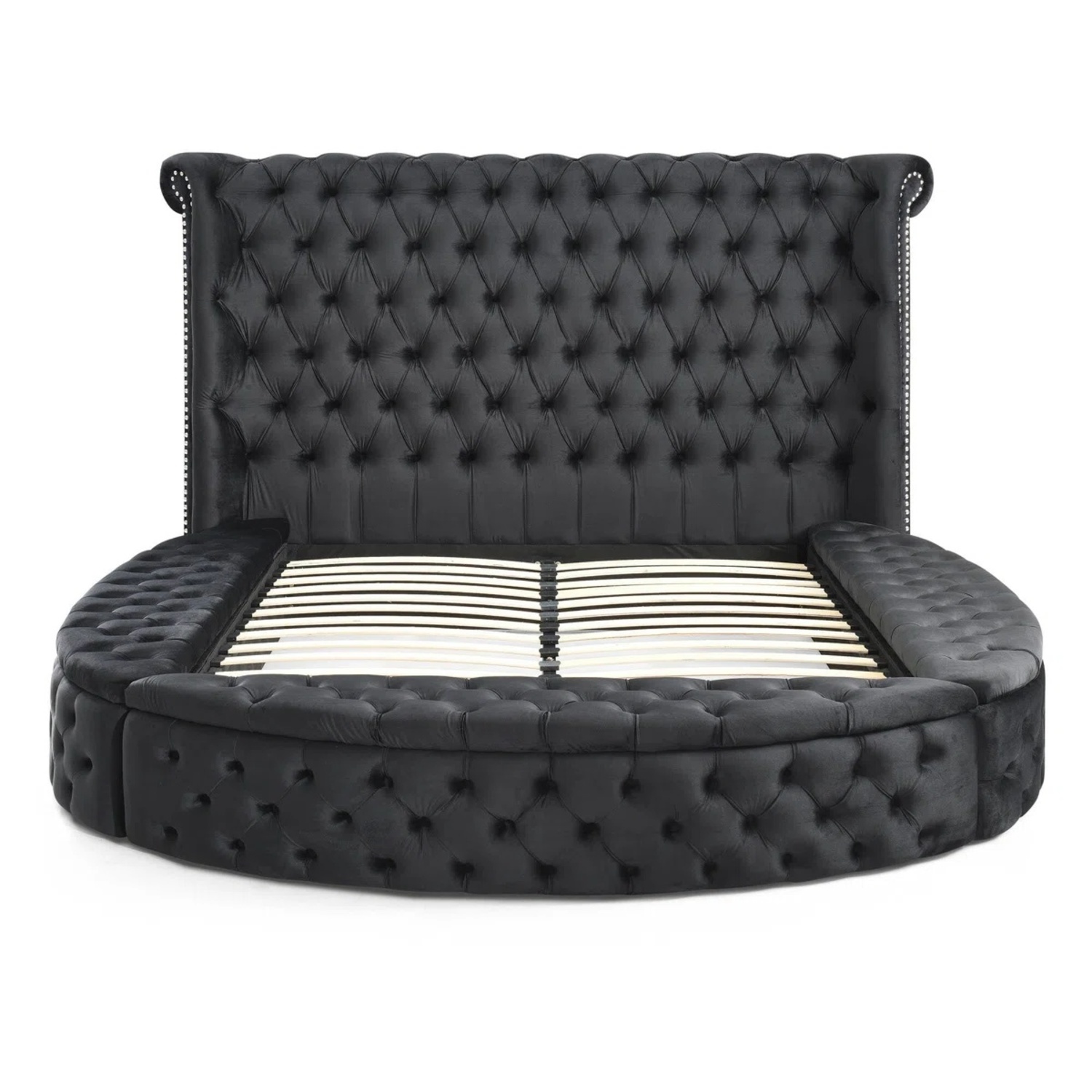 Wayfair Black Suede Queen Bed - image-6