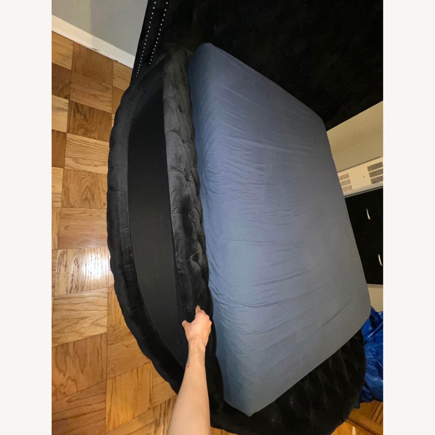 Wayfair Black Suede Queen Bed - image-3