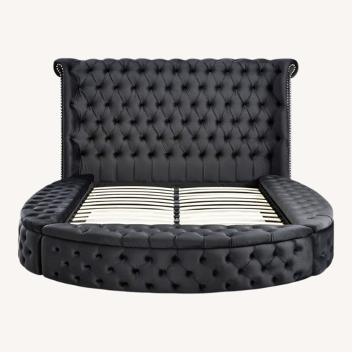 Used Wayfair Black Suede Queen Bed for sale on AptDeco
