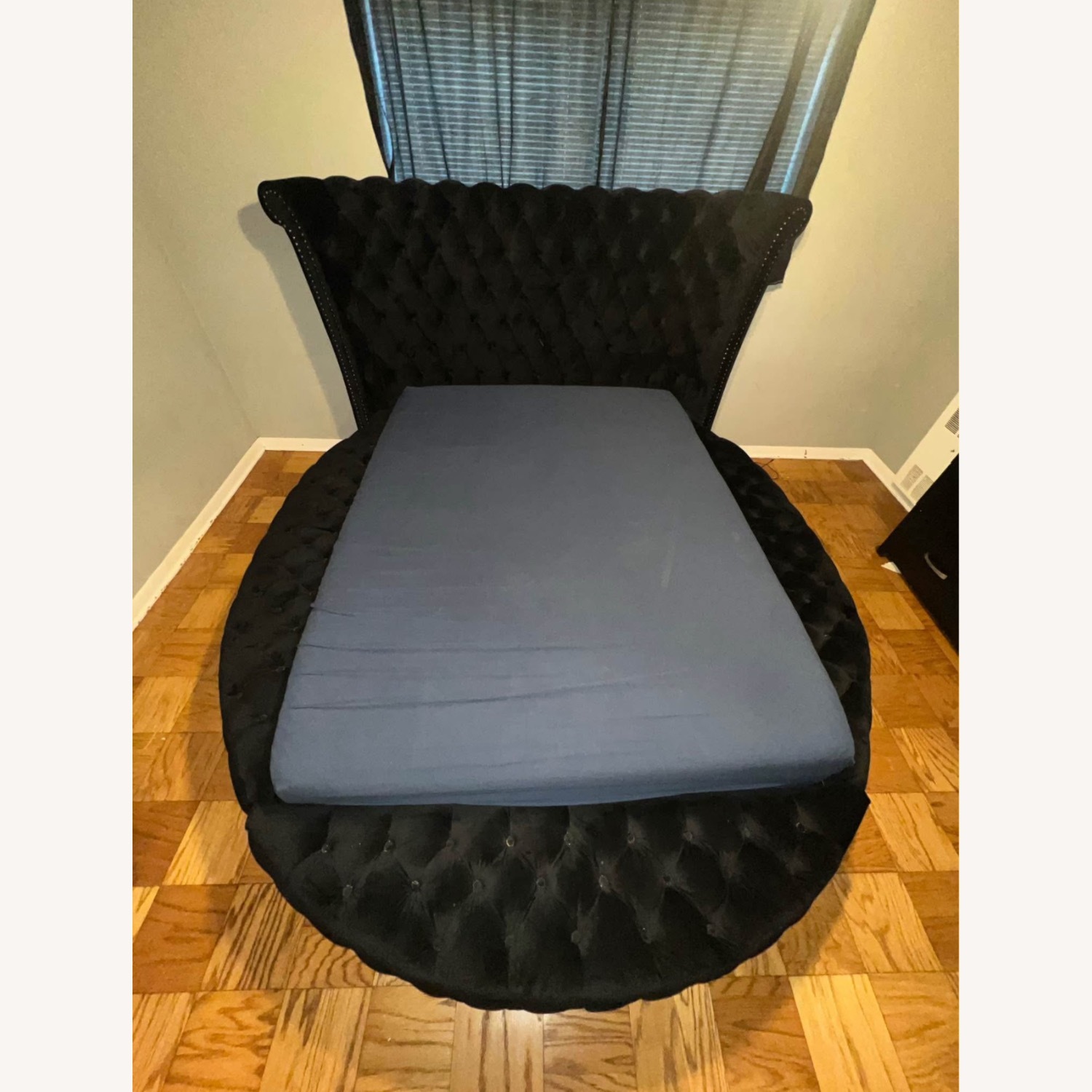 Wayfair Black Suede Queen Bed - image-1