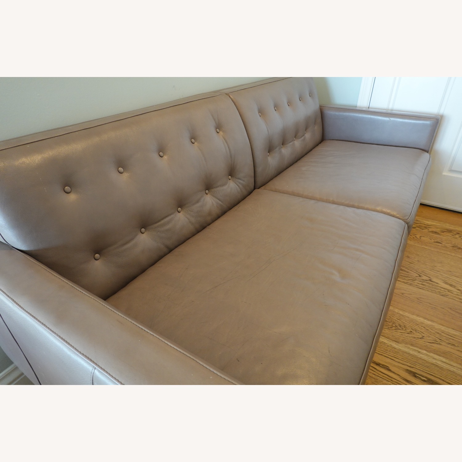Room & Board Wells Light Gray Leather 2 Seater Sofa - image-3