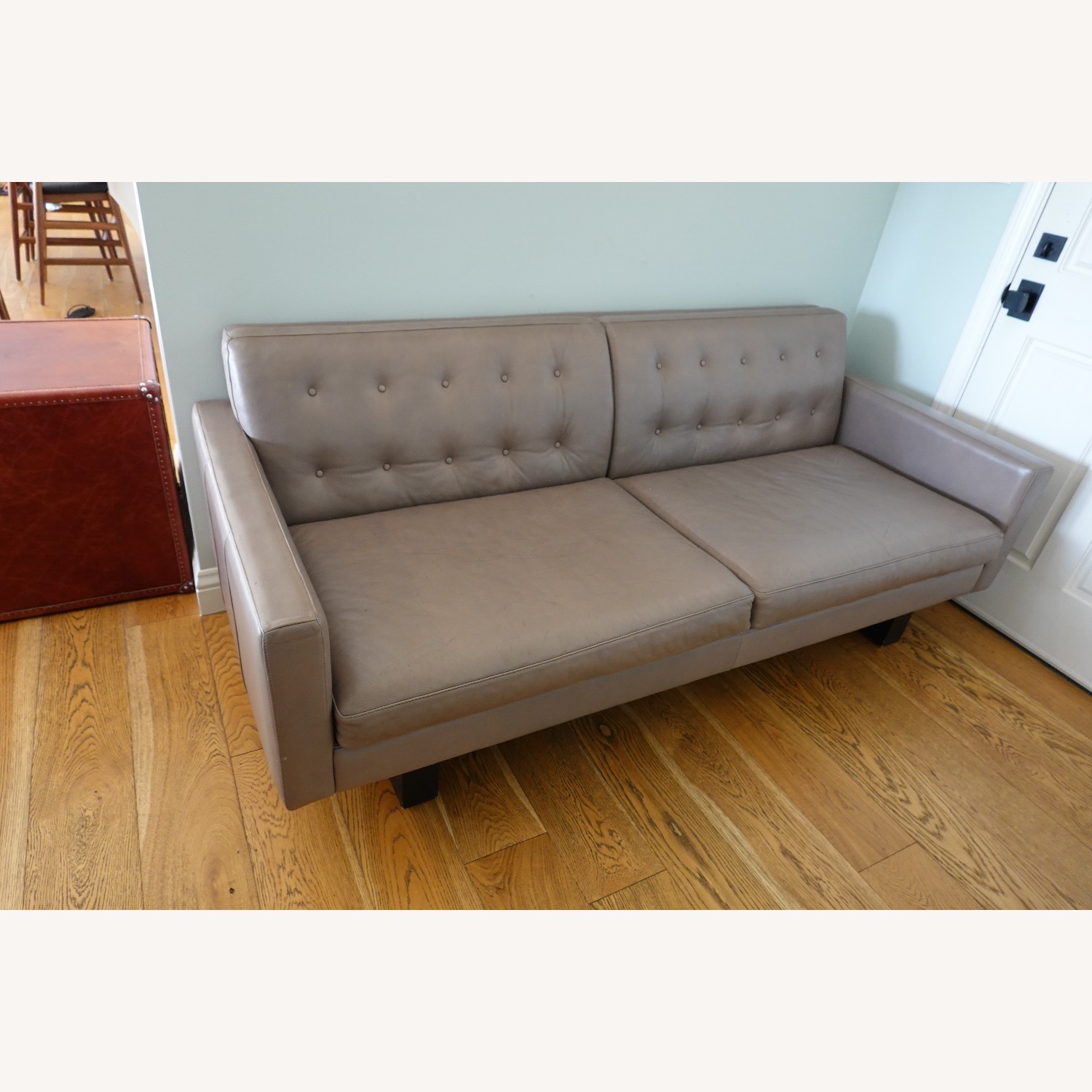 Room & Board Wells Light Gray Leather 2 Seater Sofa - image-1