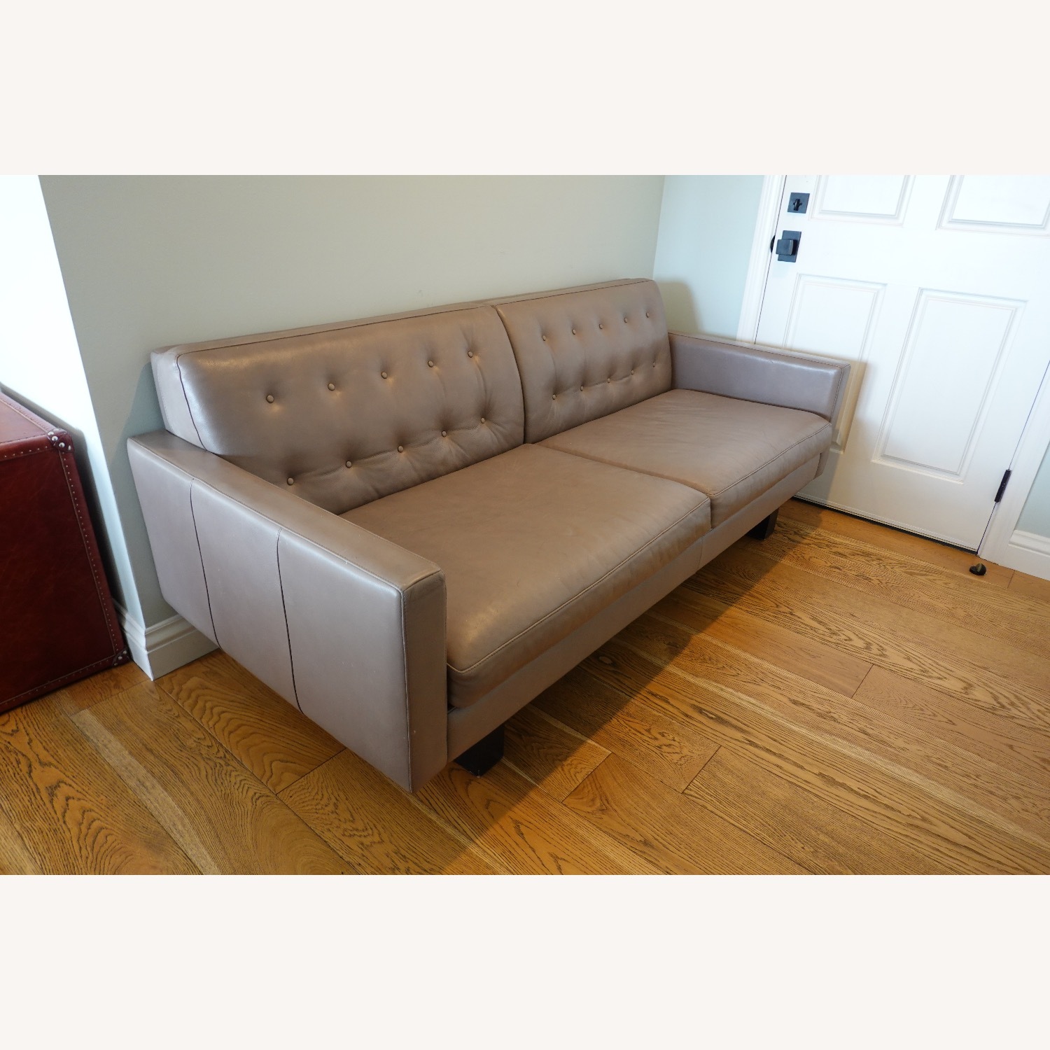 Room & Board Wells Light Gray Leather 2 Seater Sofa - image-2