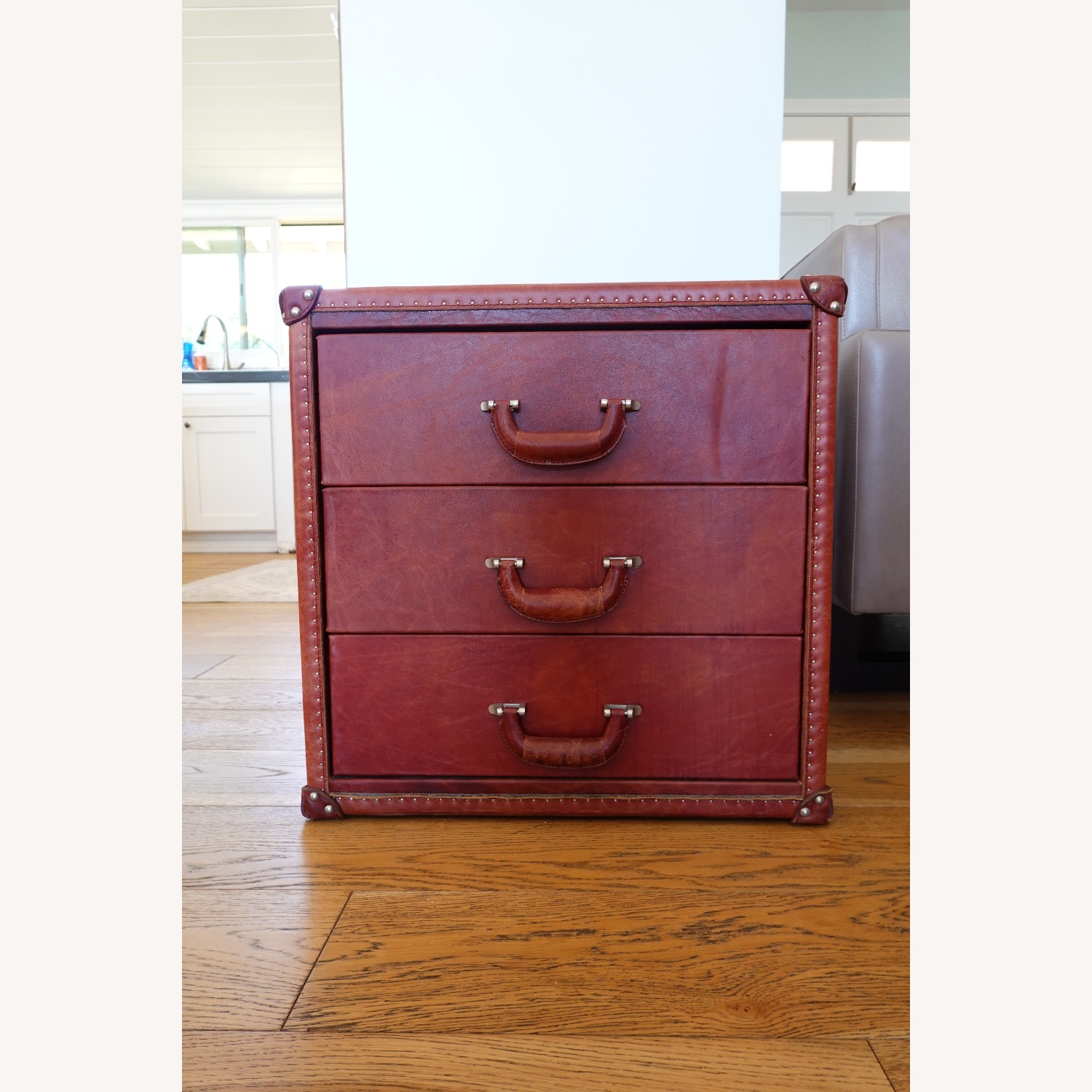 Timothy Oulton Red Leather Nightstand - image-1
