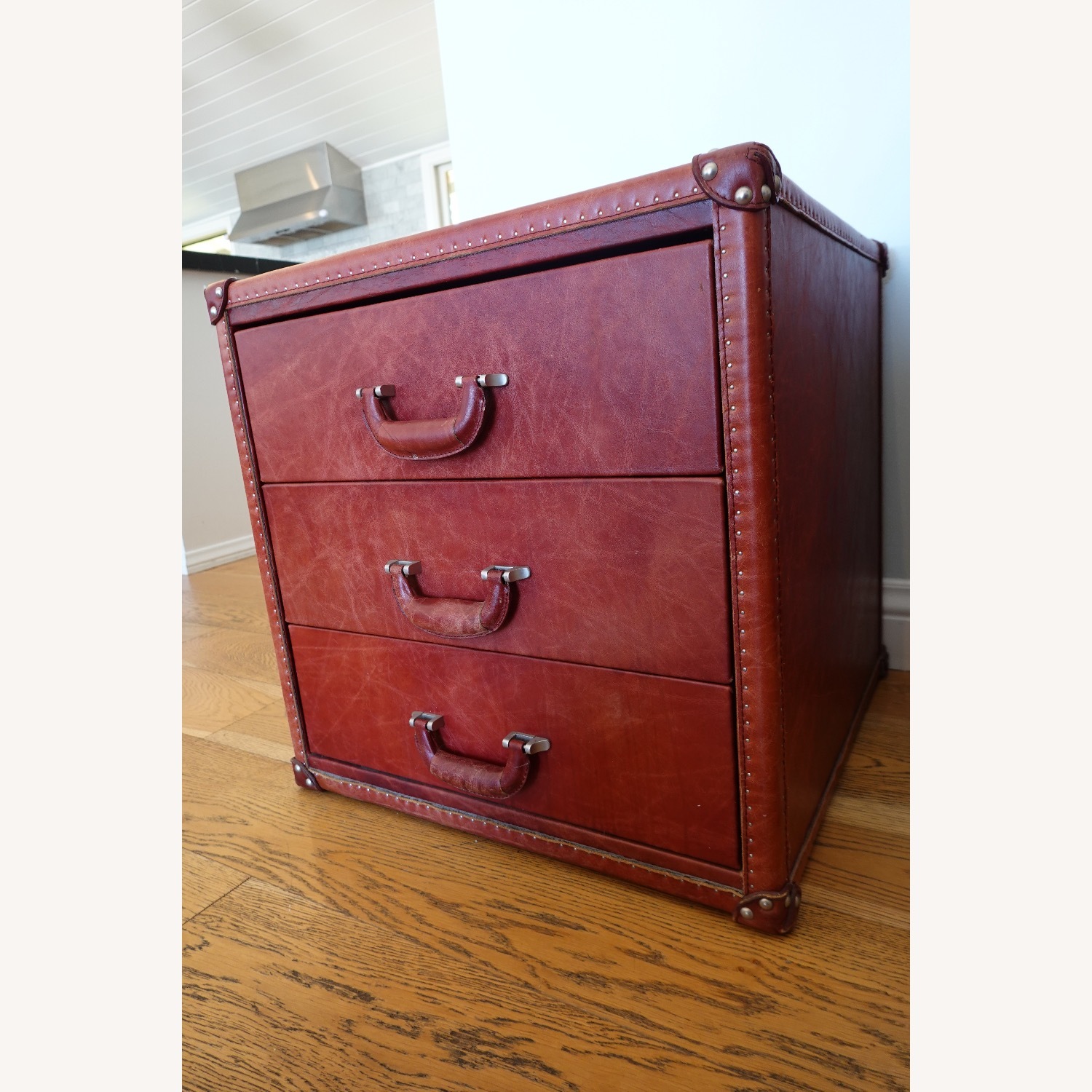 Timothy Oulton Red Leather Nightstand - image-3