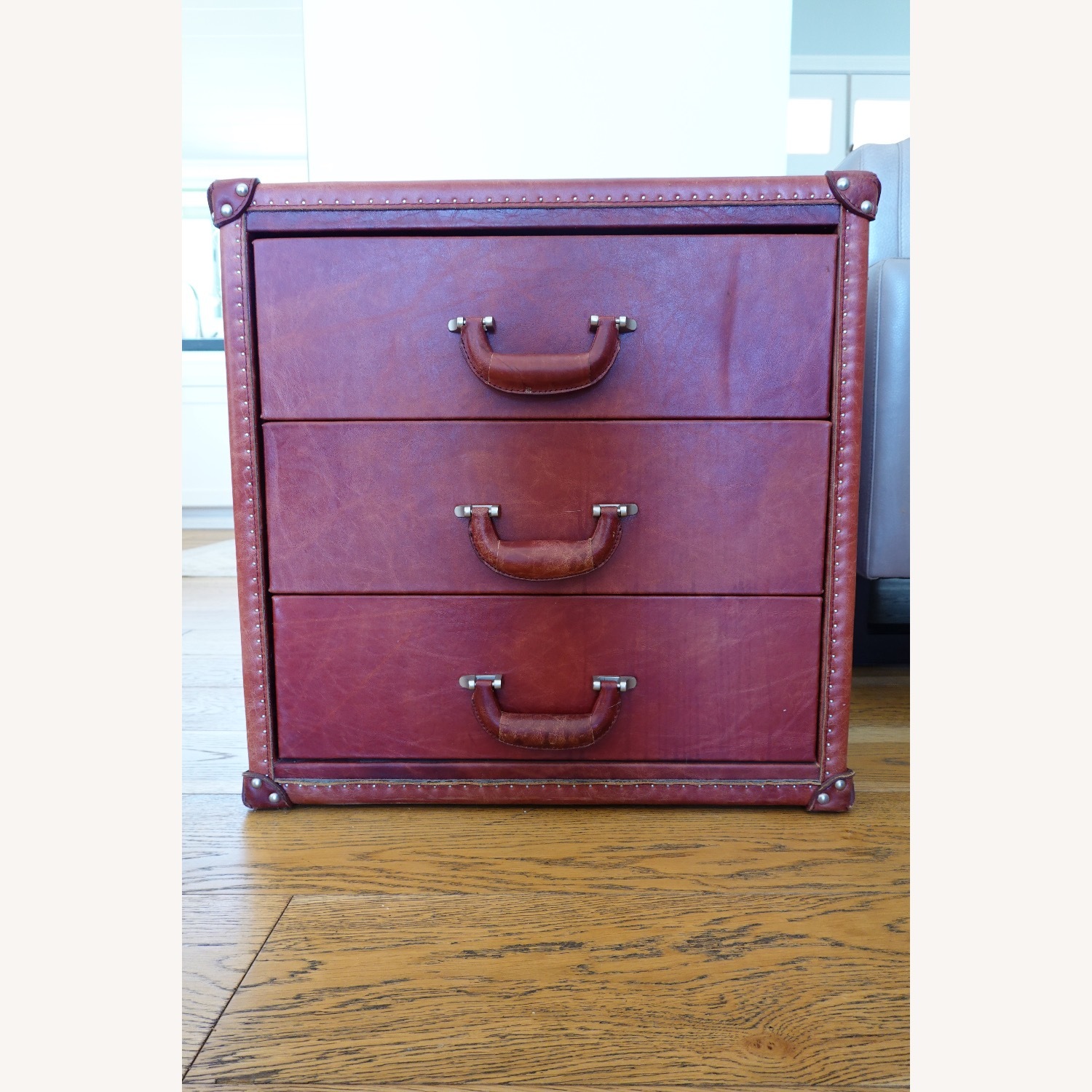 Timothy Oulton Red Leather Nightstand - image-2