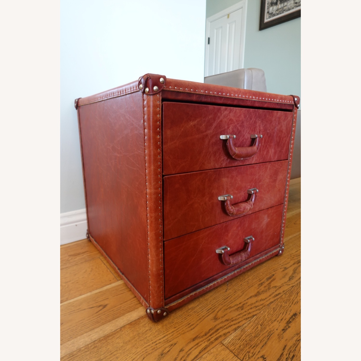 Timothy Oulton Red Leather Nightstand - image-5
