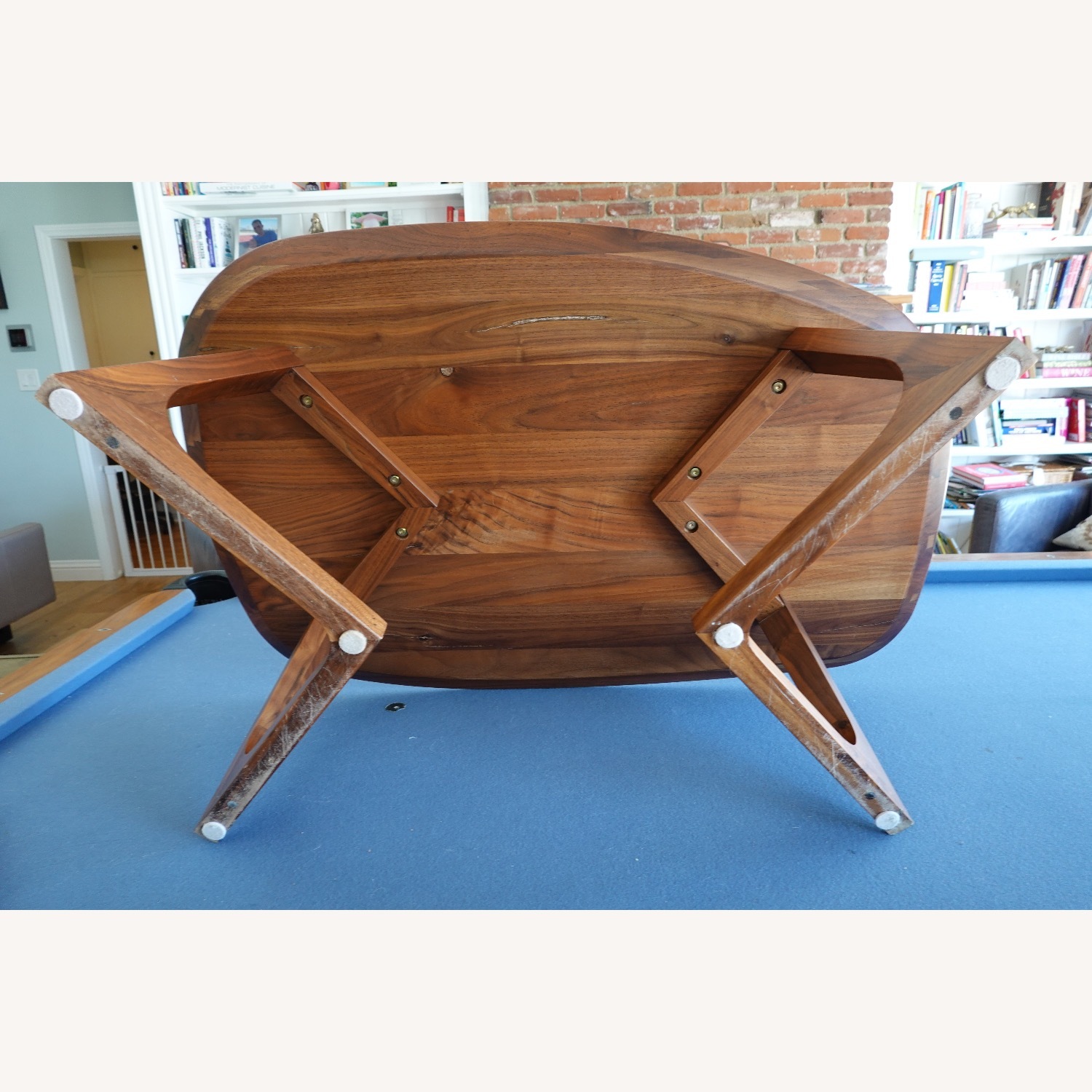 Dark Brown Wood Coffee Table Solid Walnut - image-4
