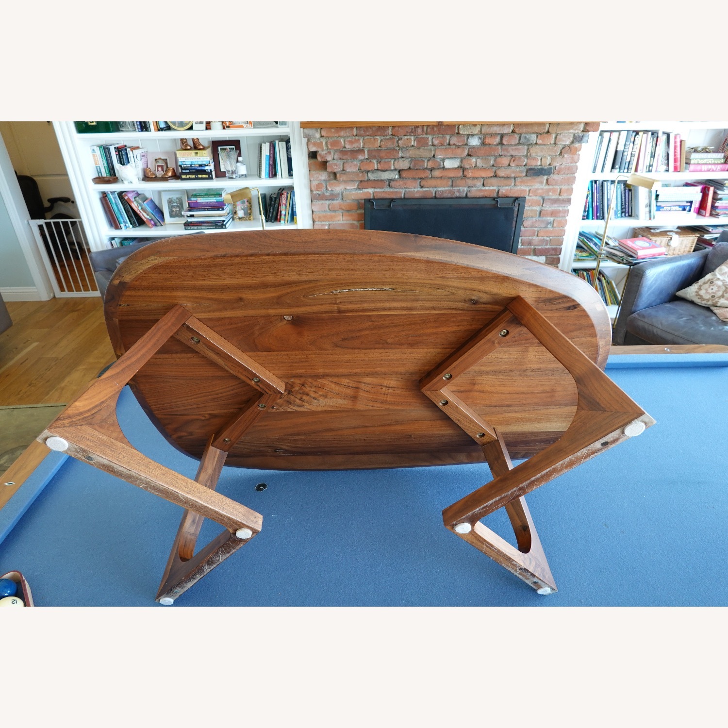 Dark Brown Wood Coffee Table Solid Walnut - image-7