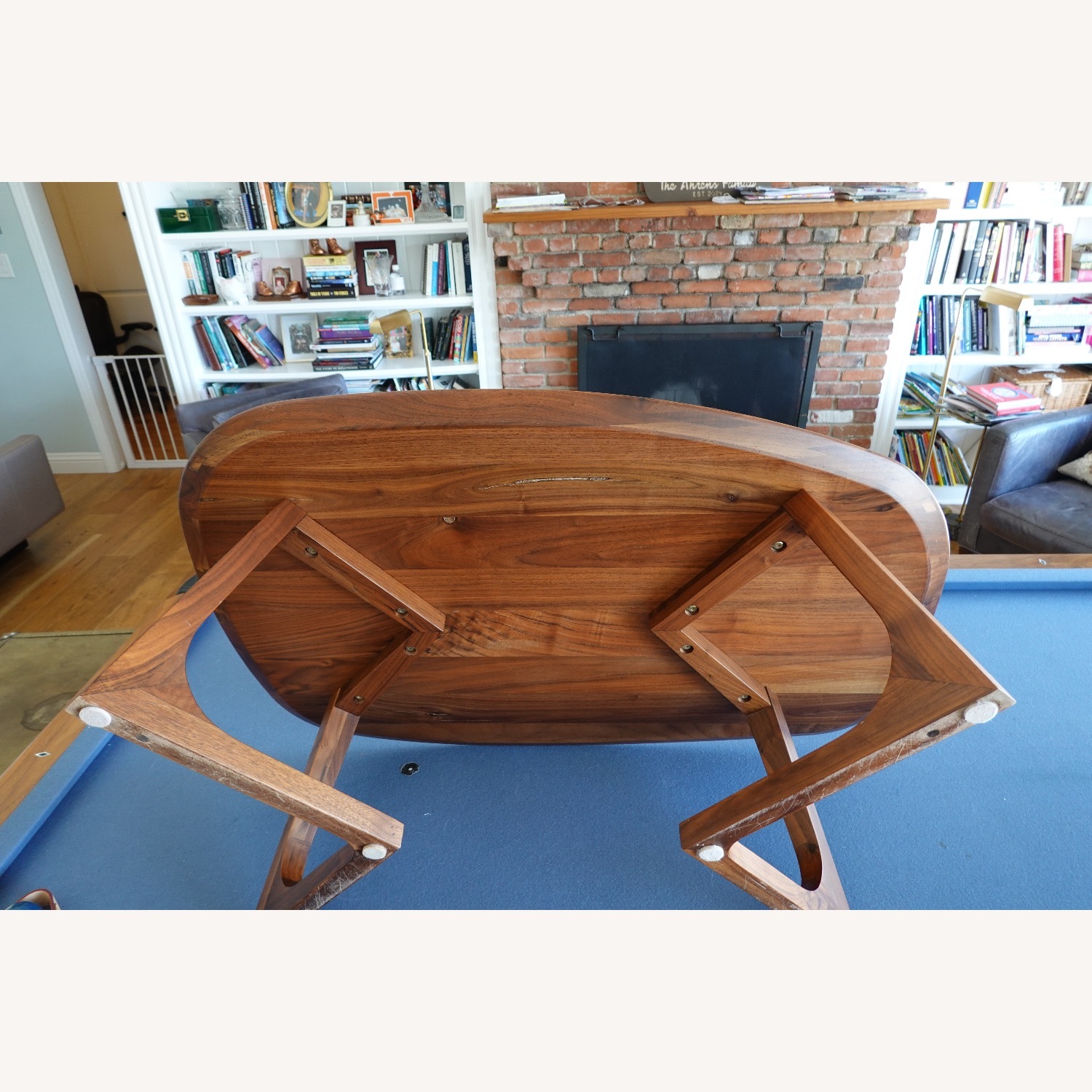 Dark Brown Wood Coffee Table Solid Walnut - image-6