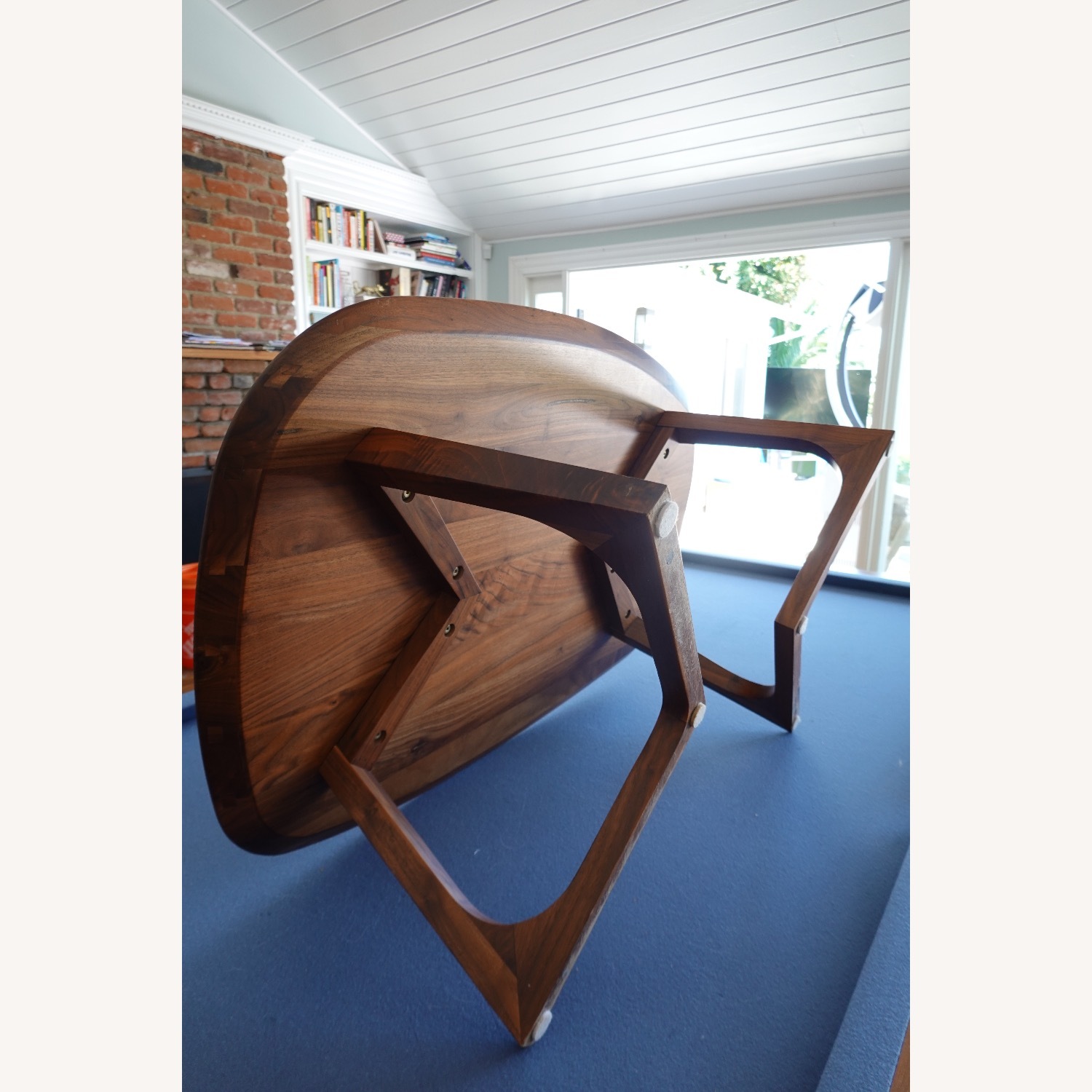 Dark Brown Wood Coffee Table Solid Walnut - image-3