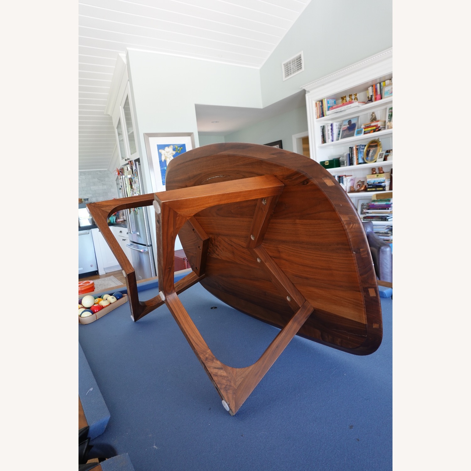 Dark Brown Wood Coffee Table Solid Walnut - image-5
