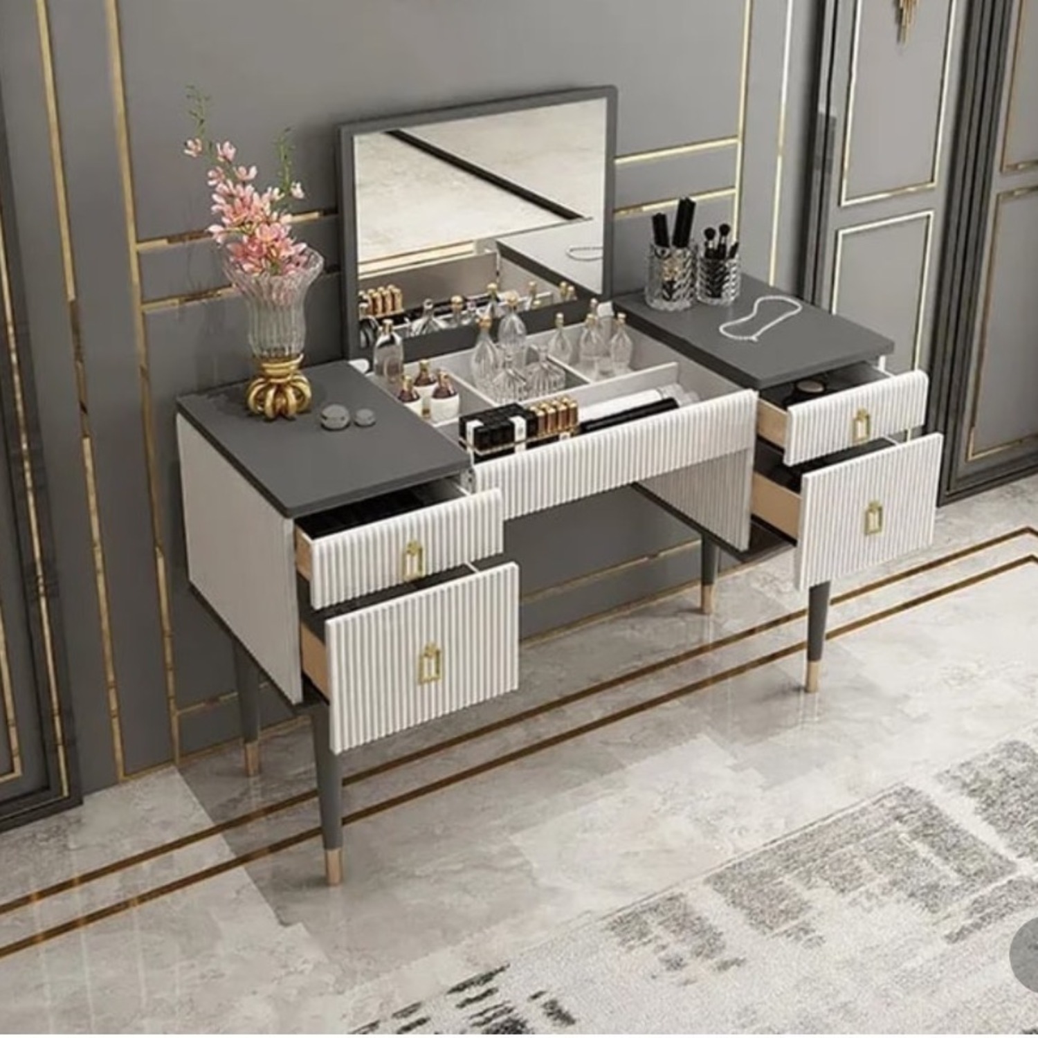 Vintage/Antique Gold Metal Sideboard - image-2