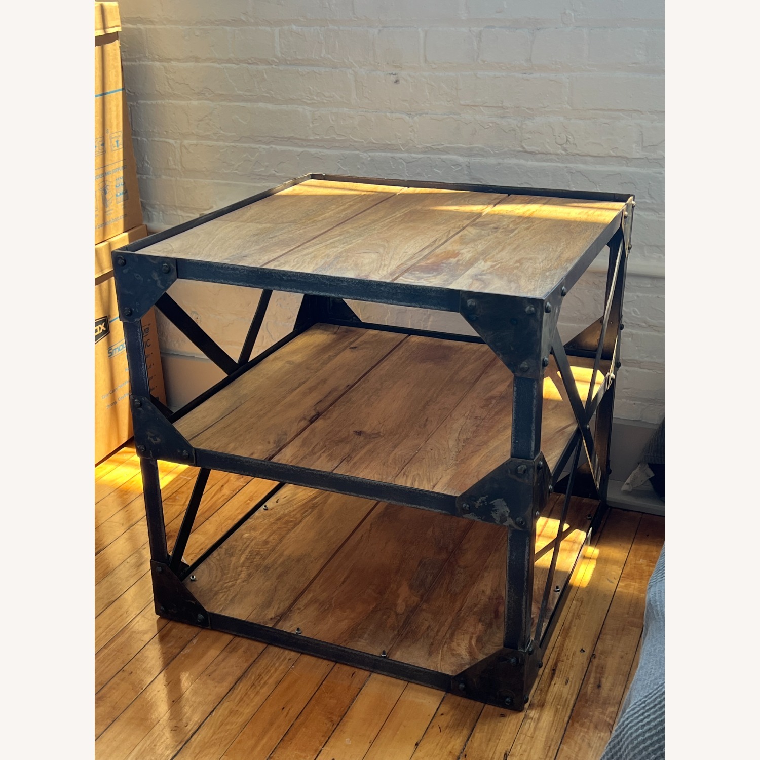 Vintage/Antique Natural Wood Side Table - image-2