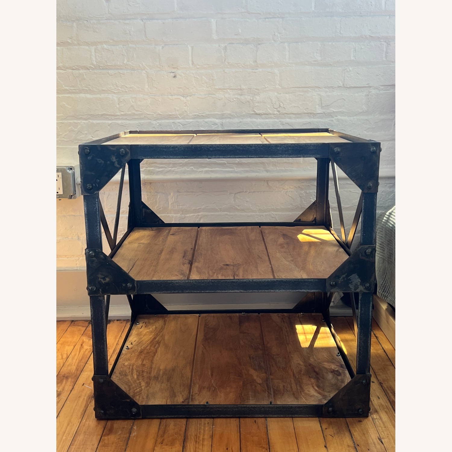 Vintage/Antique Natural Wood Side Table - image-1