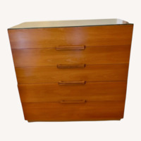 1950's Ramseur MCM 5 Drawer Dresser w Glass Top