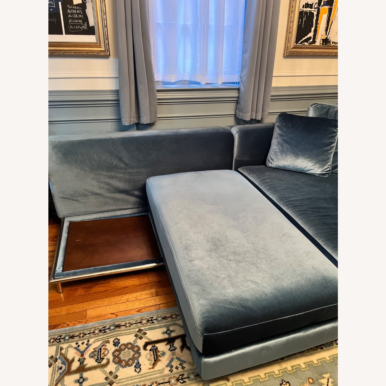 Rove Concepts Nico Blue Velvet Sleeper Sofa - image-4