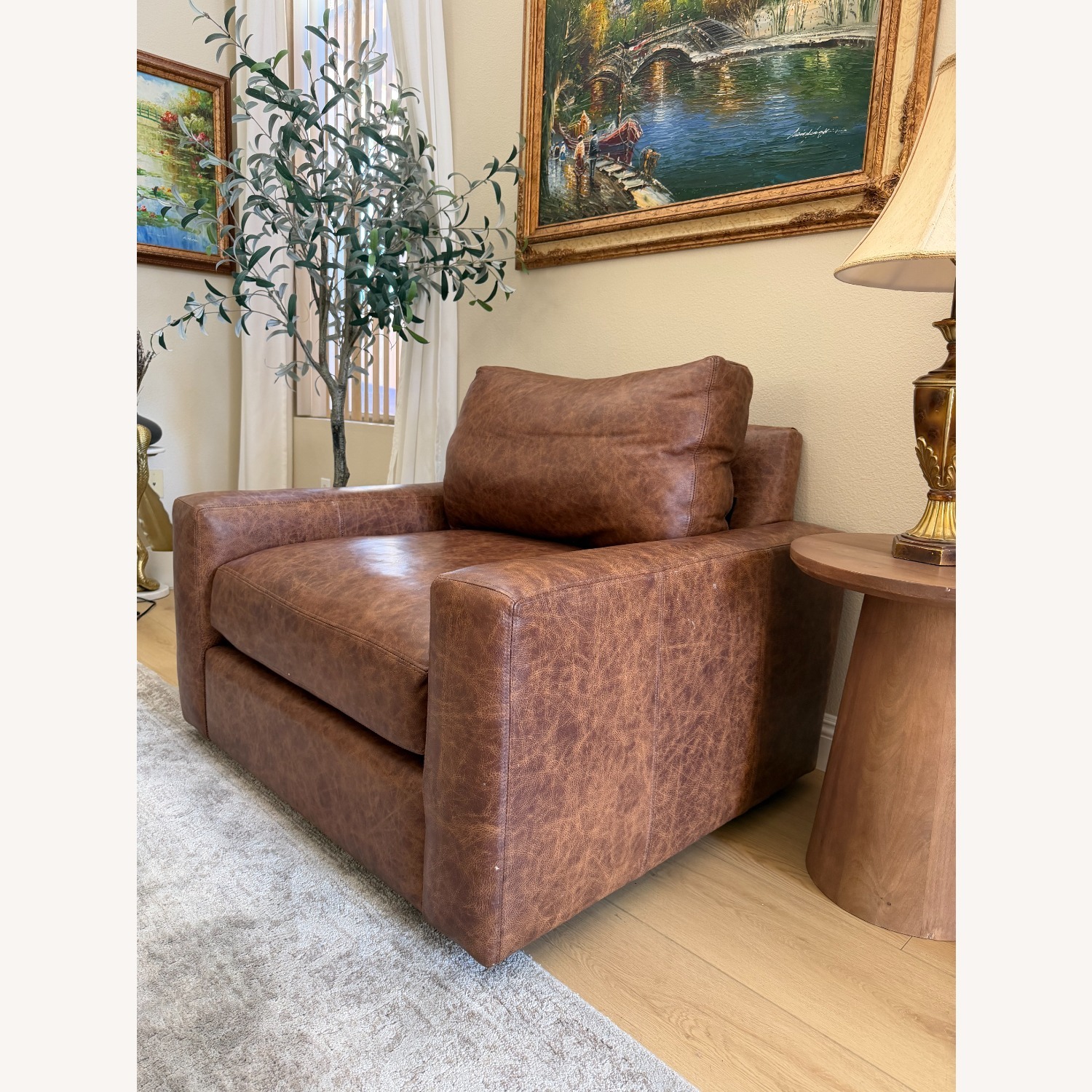 Arhaus Kipton Light Brown Leather Accent Chair - image-3