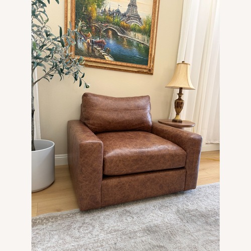 Used Arhaus Kipton Light Brown Leather Accent Chair for sale on AptDeco