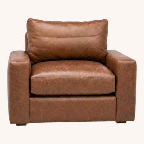Used Arhaus Kipton Light Brown Leather Accent Chair for sale on AptDeco