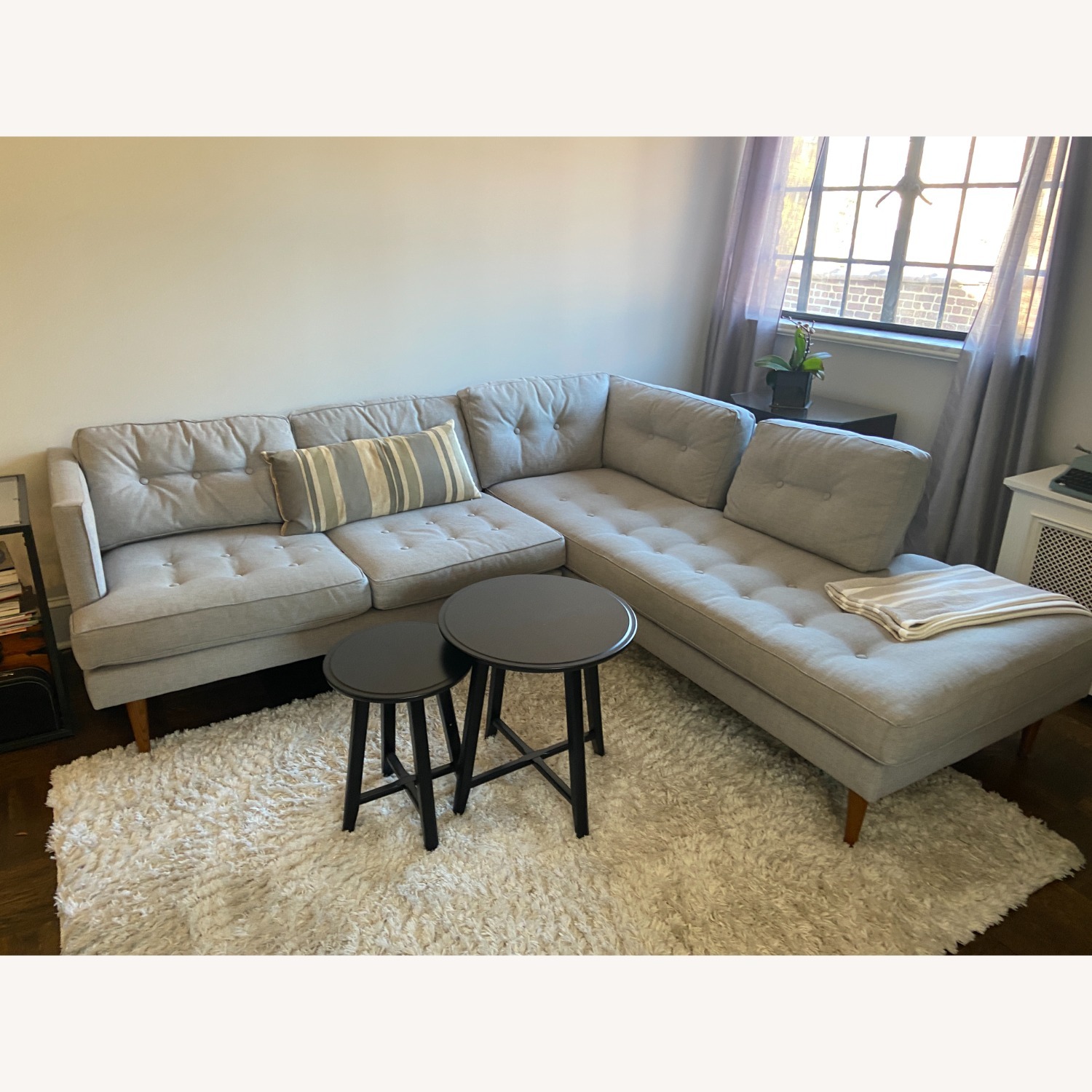 West Elm Peggy Tufted Chaise Sectional Sofa - image-2