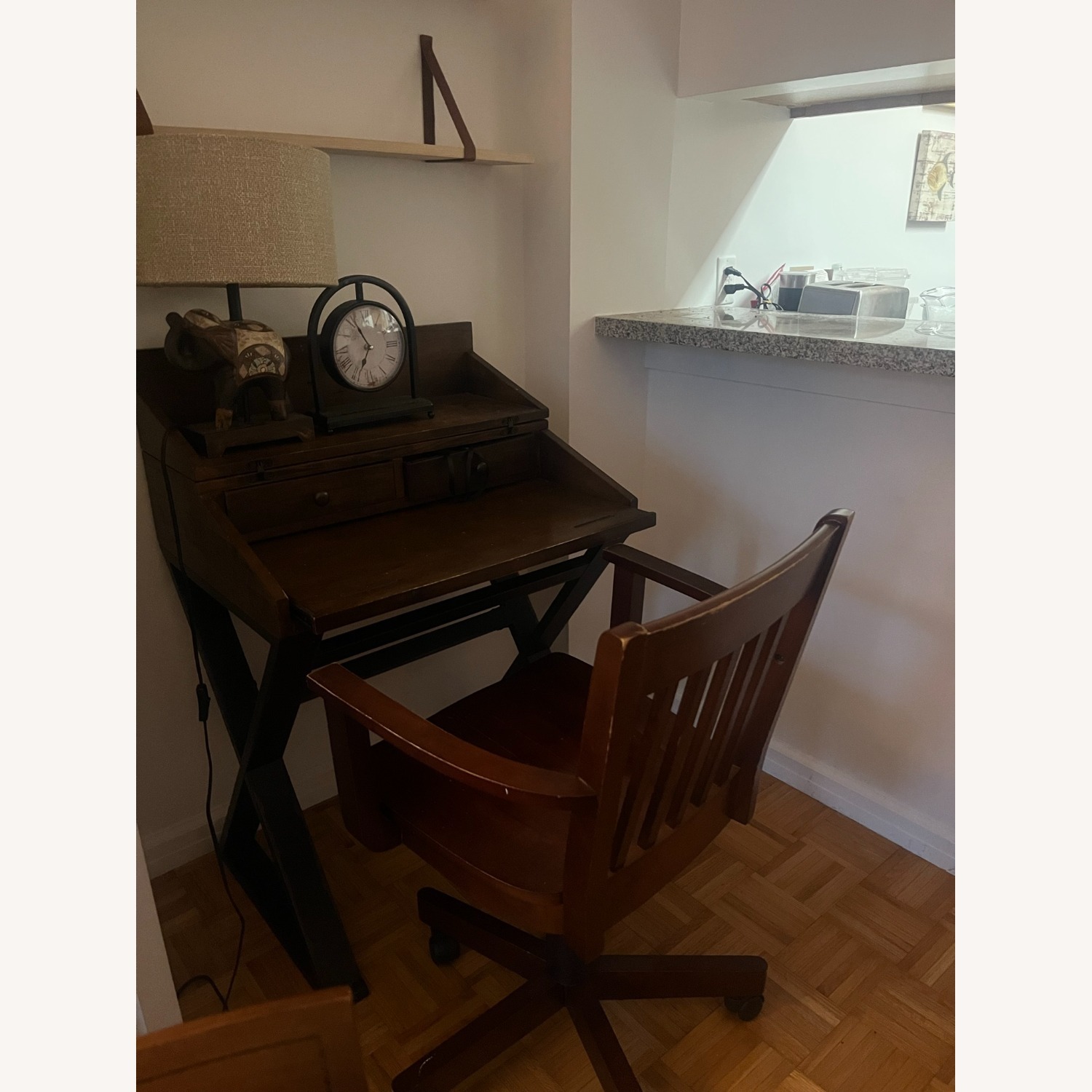 World Market Dark Brown Wood Office Chair - image-2