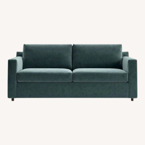 Used Crate & Barrel Barrett Blue Velvet Sleeper Sofa for sale on AptDeco