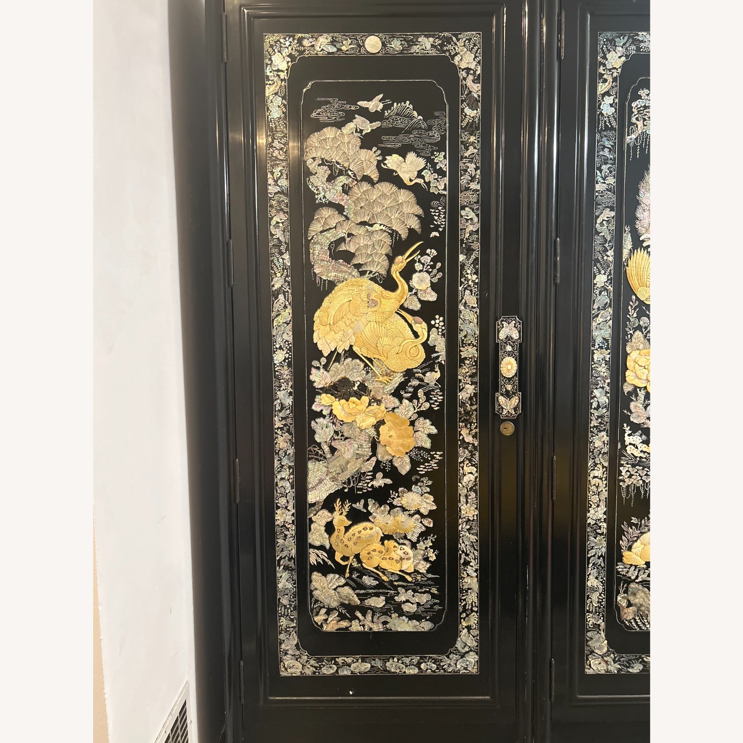 Vintage/Antique Black Lacquer Armoire - image-4