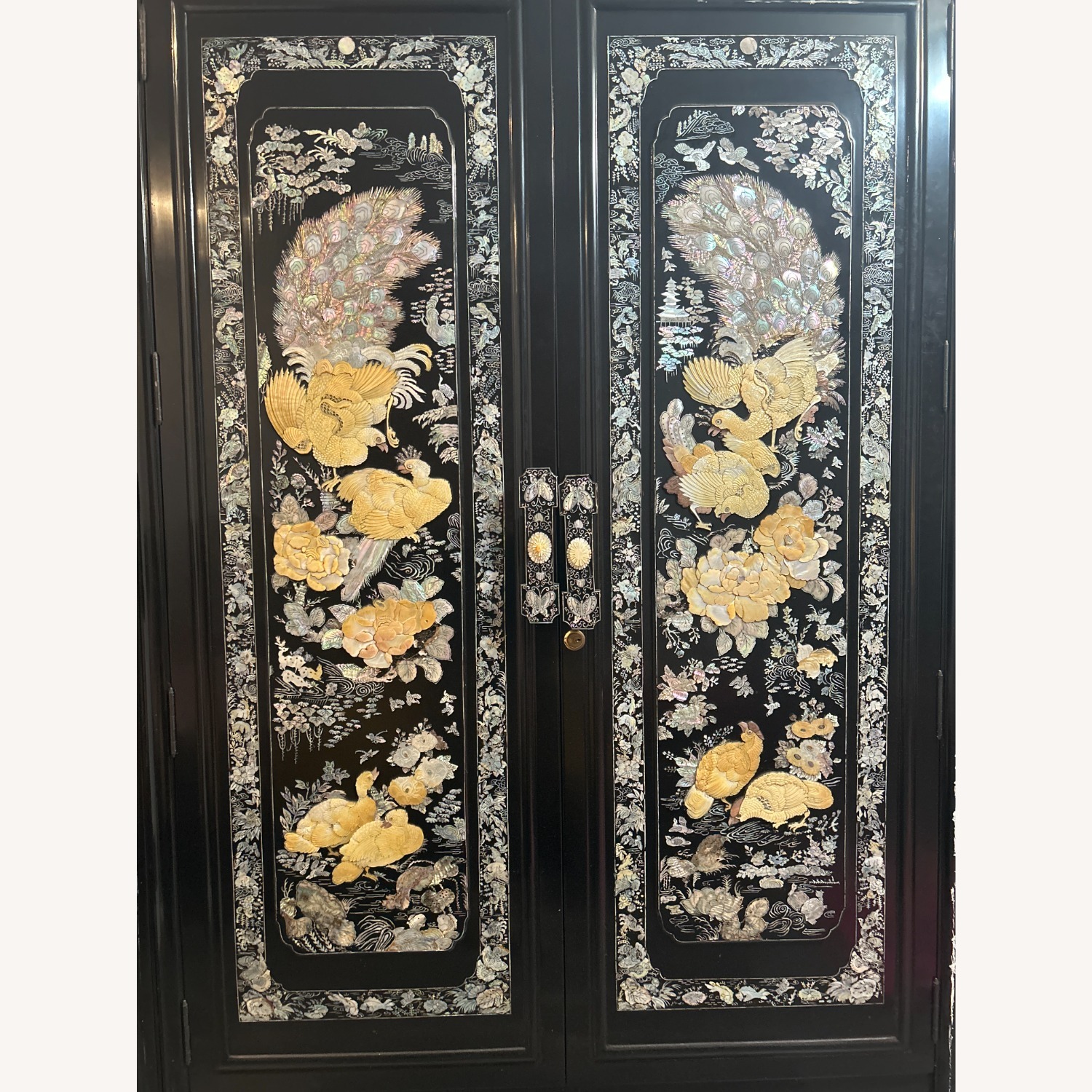 Vintage/Antique Black Lacquer Armoire - image-3