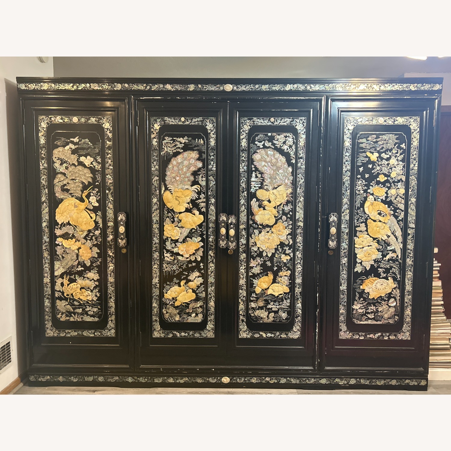 Vintage/Antique Black Lacquer Armoire - image-1