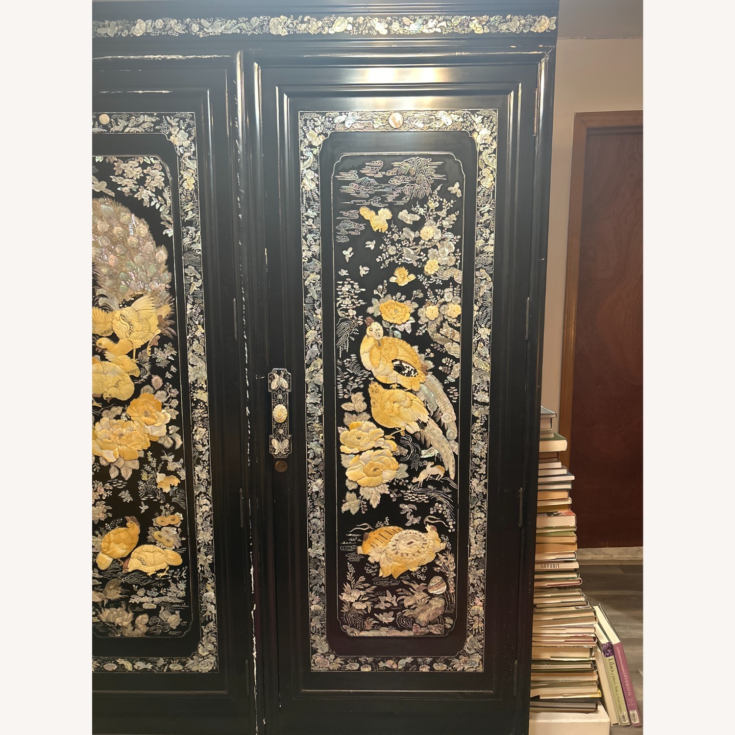 Vintage/Antique Black Lacquer Armoire - image-2