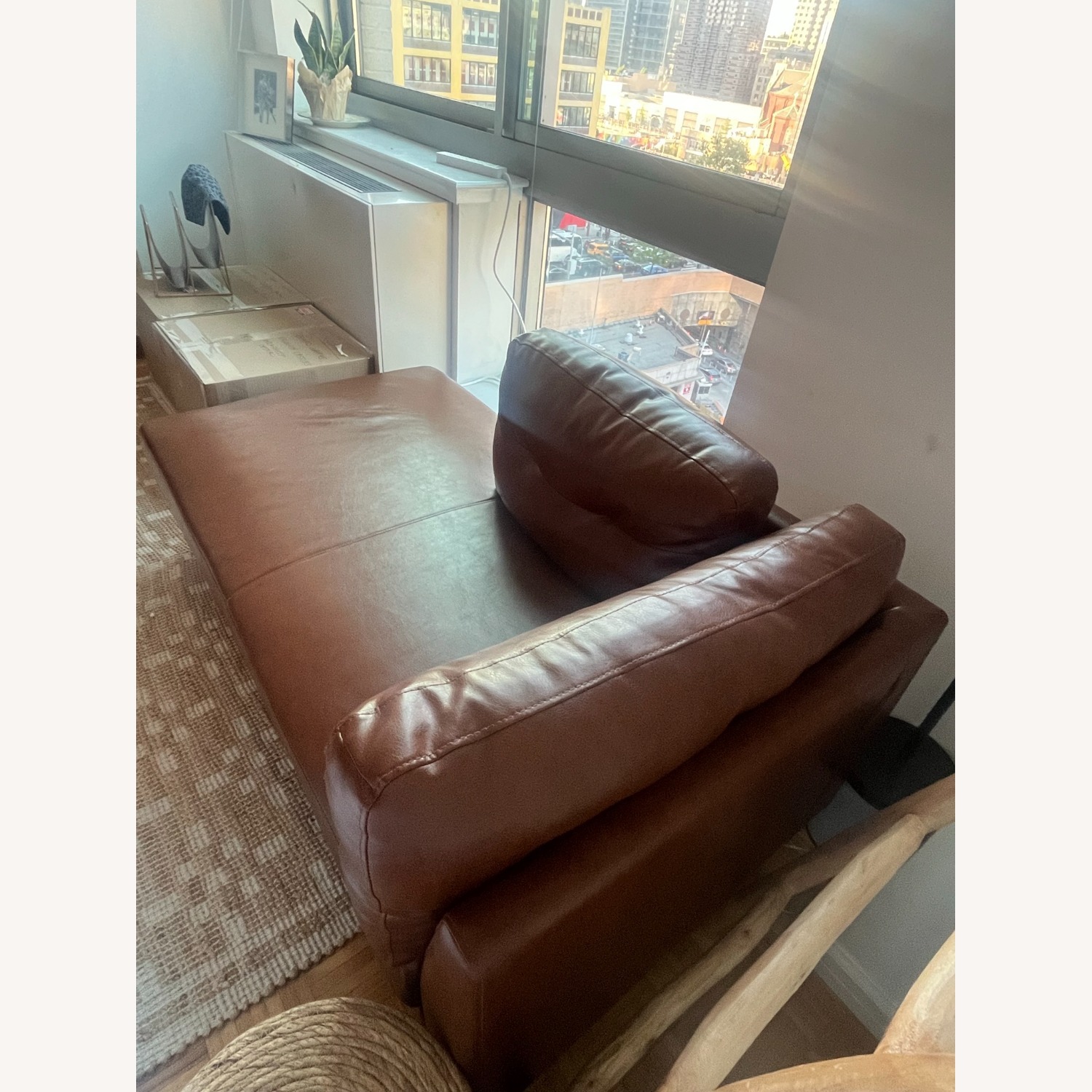 Light Brown Faux Leather Chaise Lounge - image-3