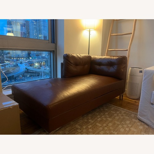 Used Light Brown Faux Leather Chaise Lounge for sale on AptDeco