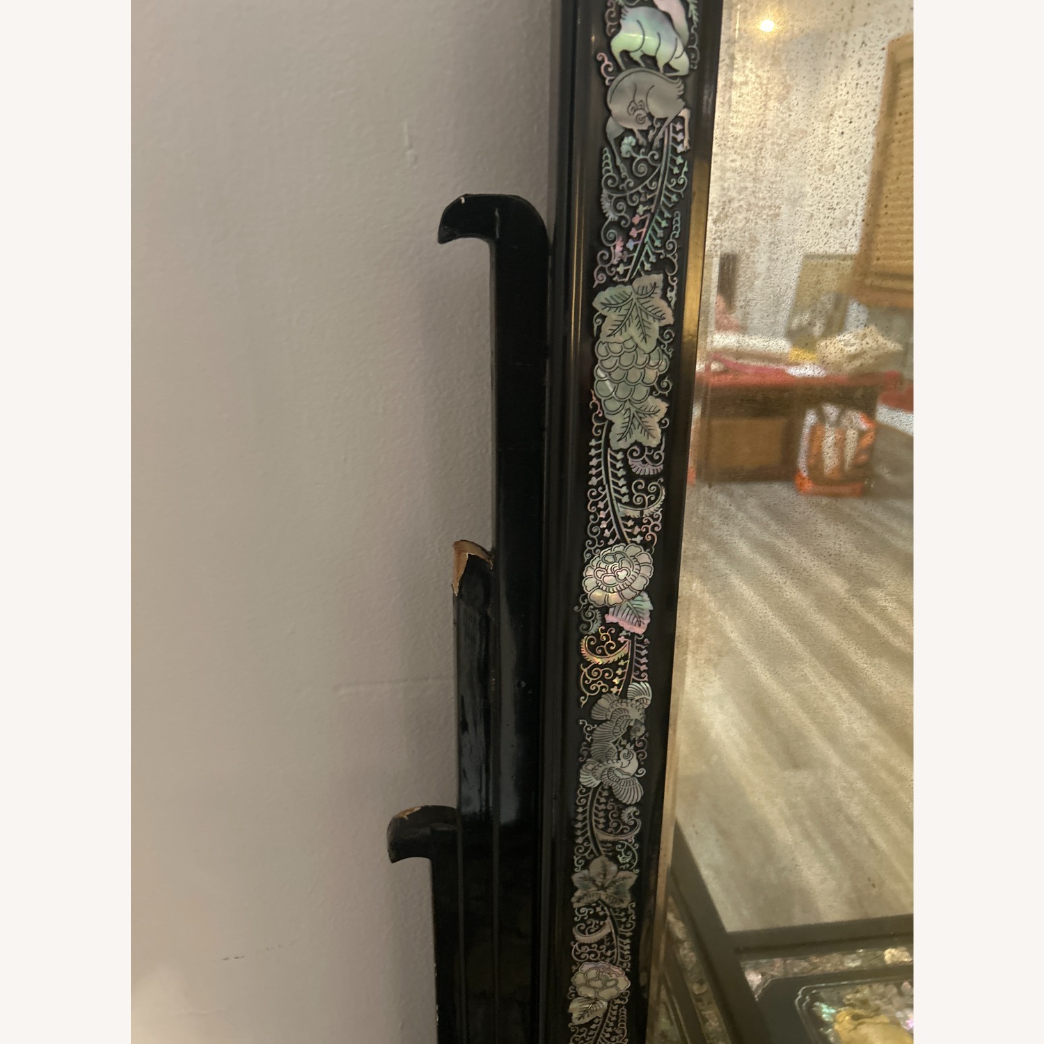 Korean Black Lacquer Dressing Cabinet W MOP Inlay - image-7