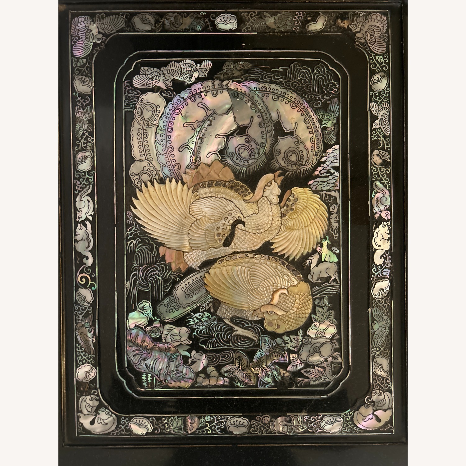 Korean Black Lacquer Dressing Cabinet W MOP Inlay - image-3