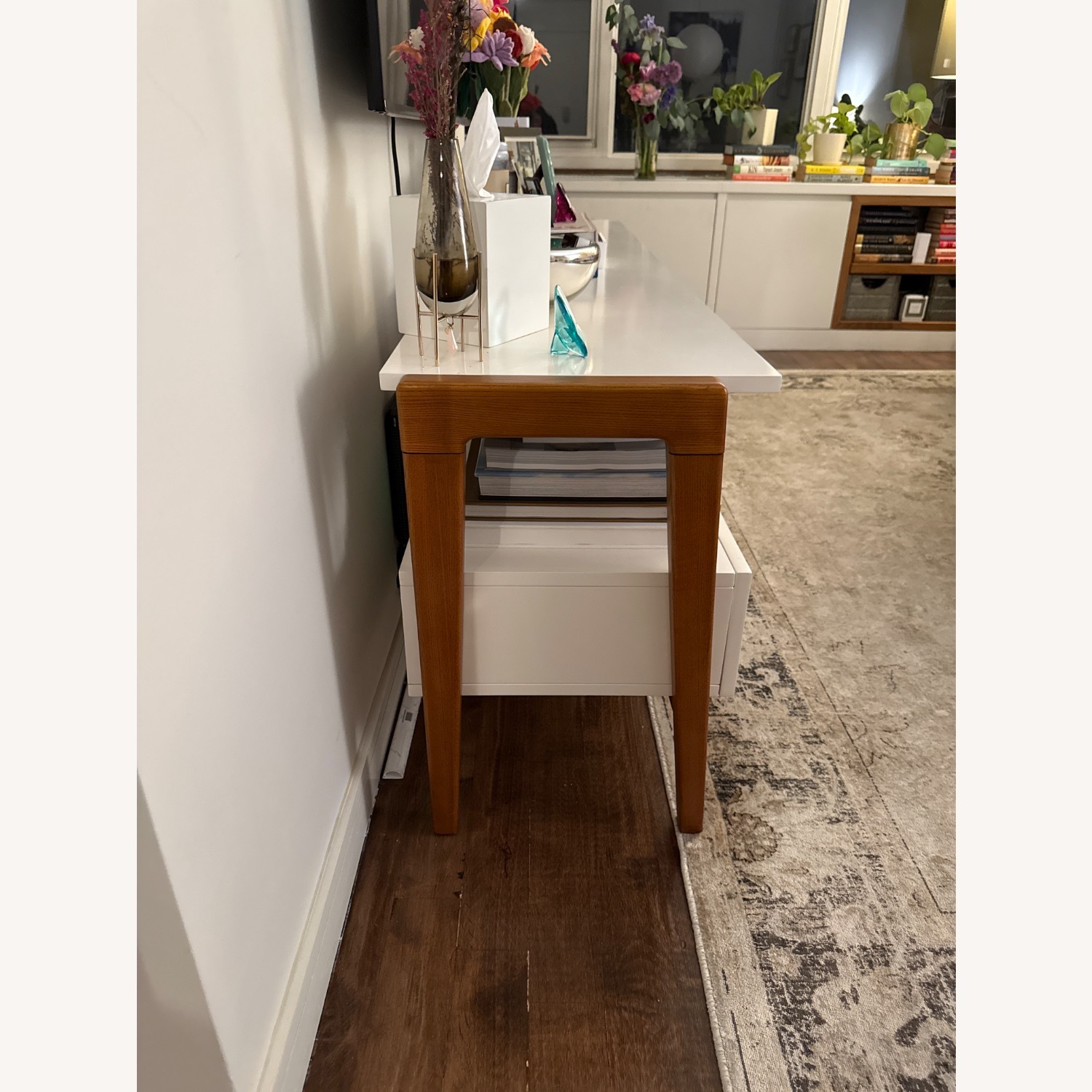 West Elm Modern White Wood Media Storage - image-3