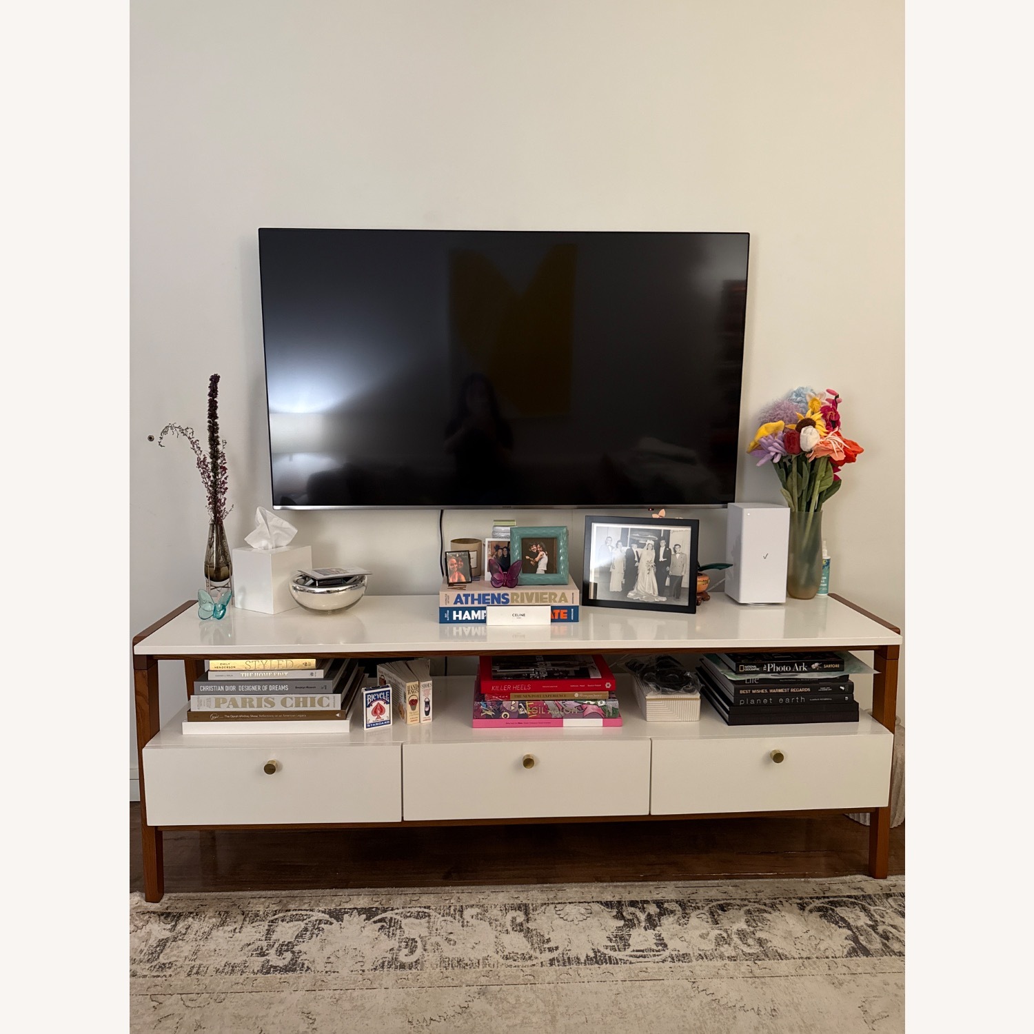 West Elm Modern White Wood Media Storage - image-1