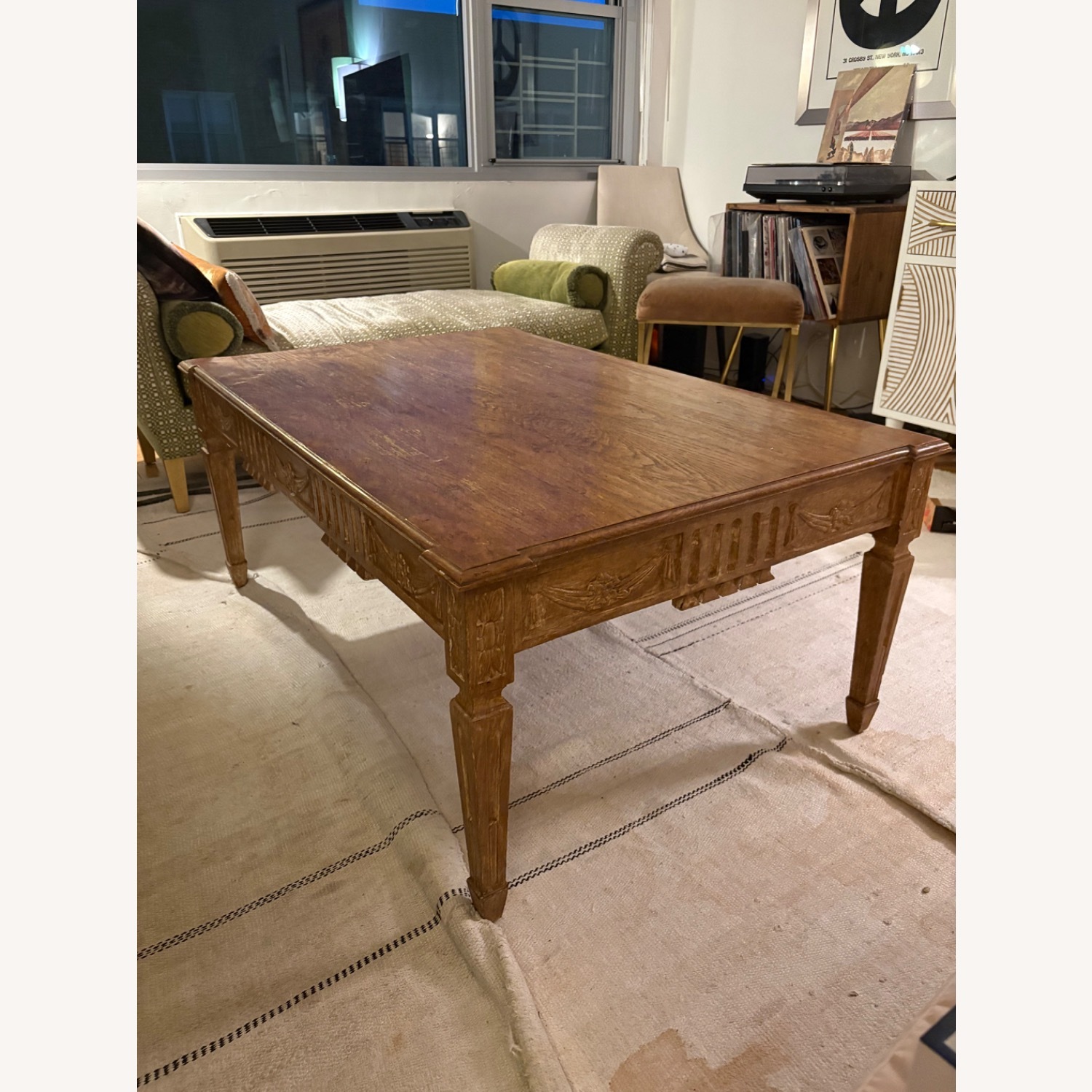 Carved Oak Cocktail Table - image-1